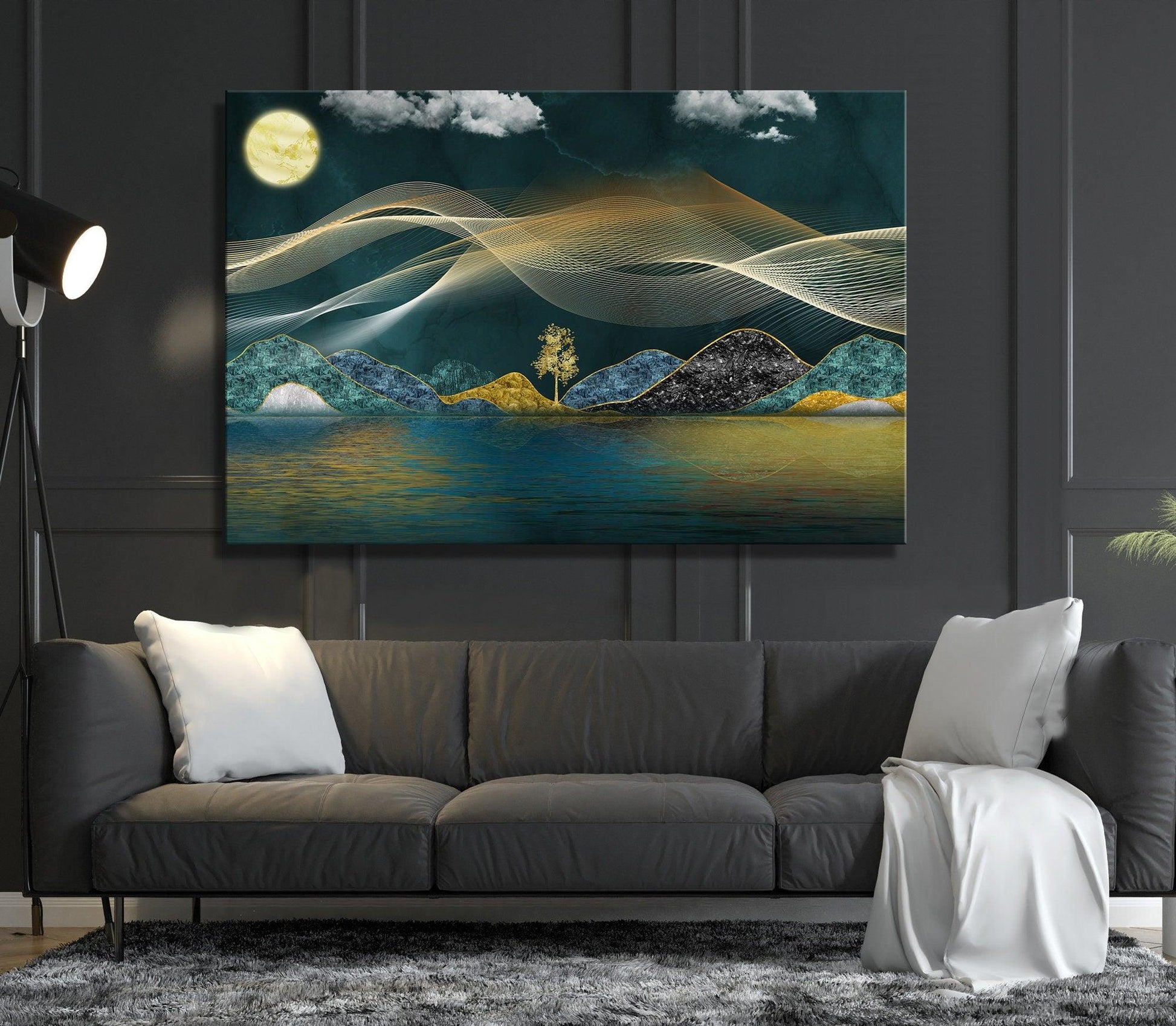 3 Piece sun and moon wall art|  sun and moon wall art, Modern Home Artwork, Sunrise Landscapes canvas wall art, Abstract Painting, Moon Sign