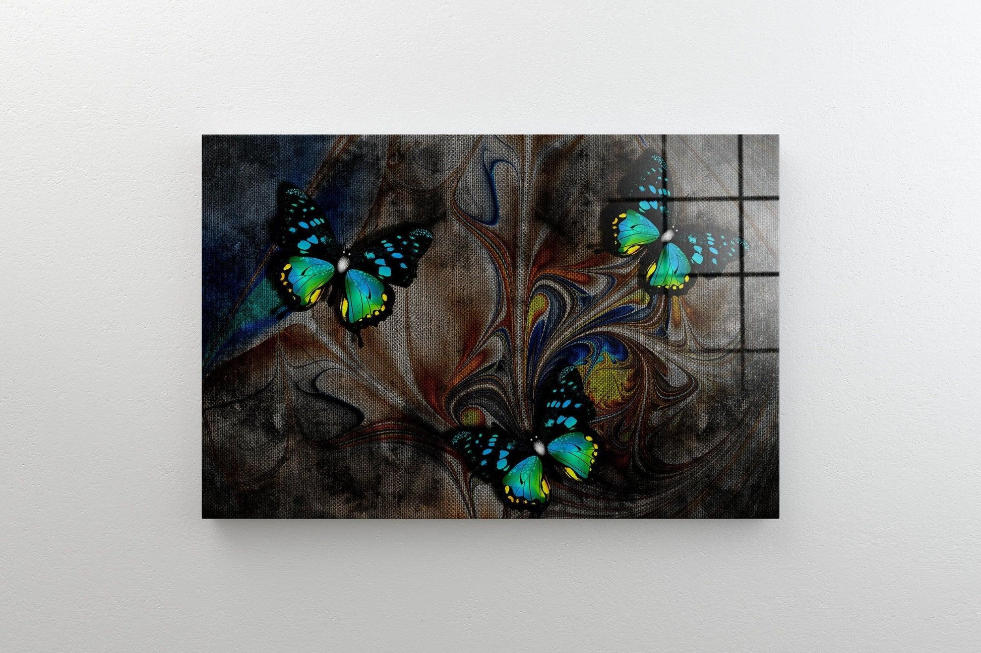 3d Butterflies canvas wall decor| Colorized Glass Printing Wall Art, Glass Wall Decor, acrylic glass wall art, Tempered Glass, abstract art