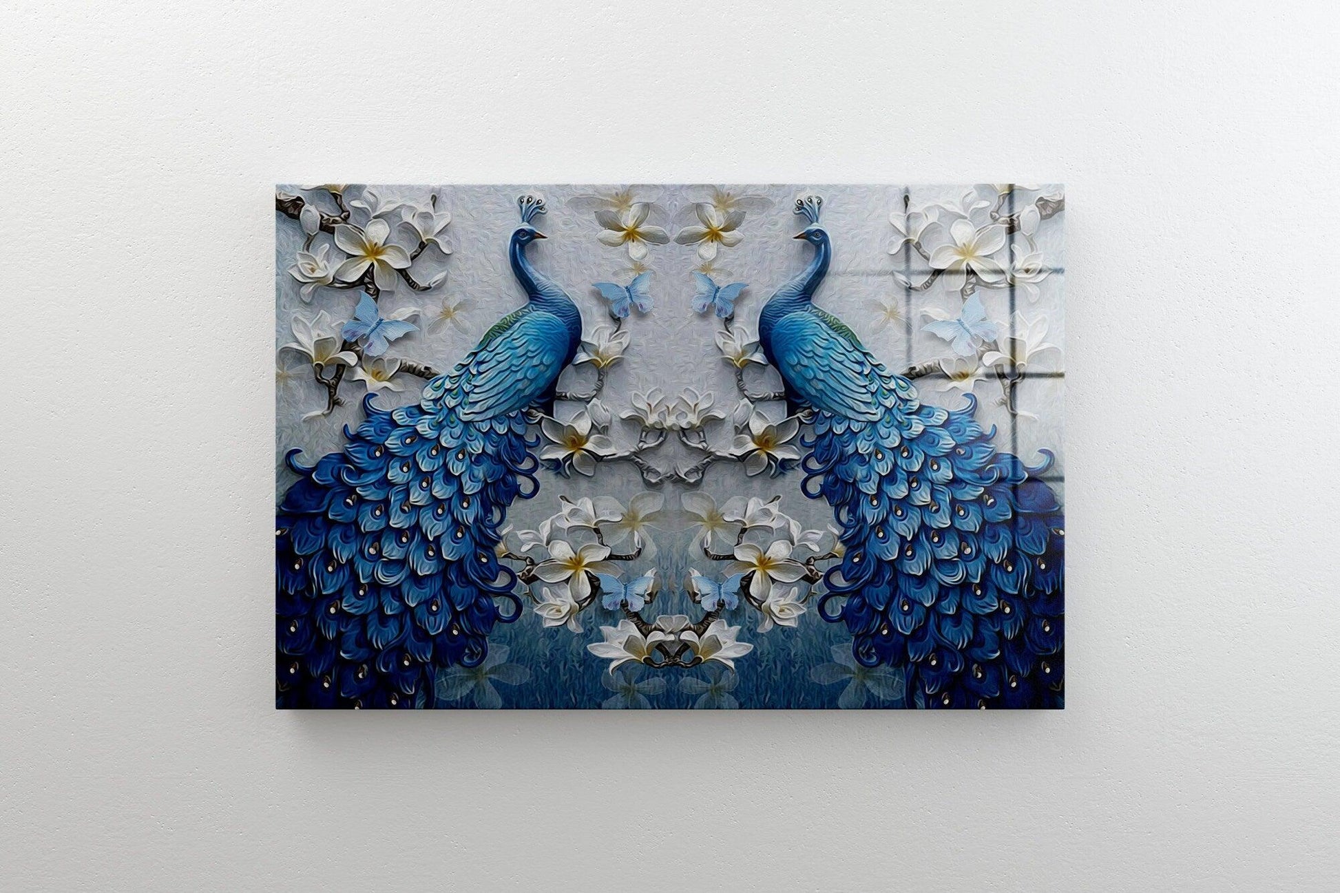 3d illustration of peacock canvas wall art