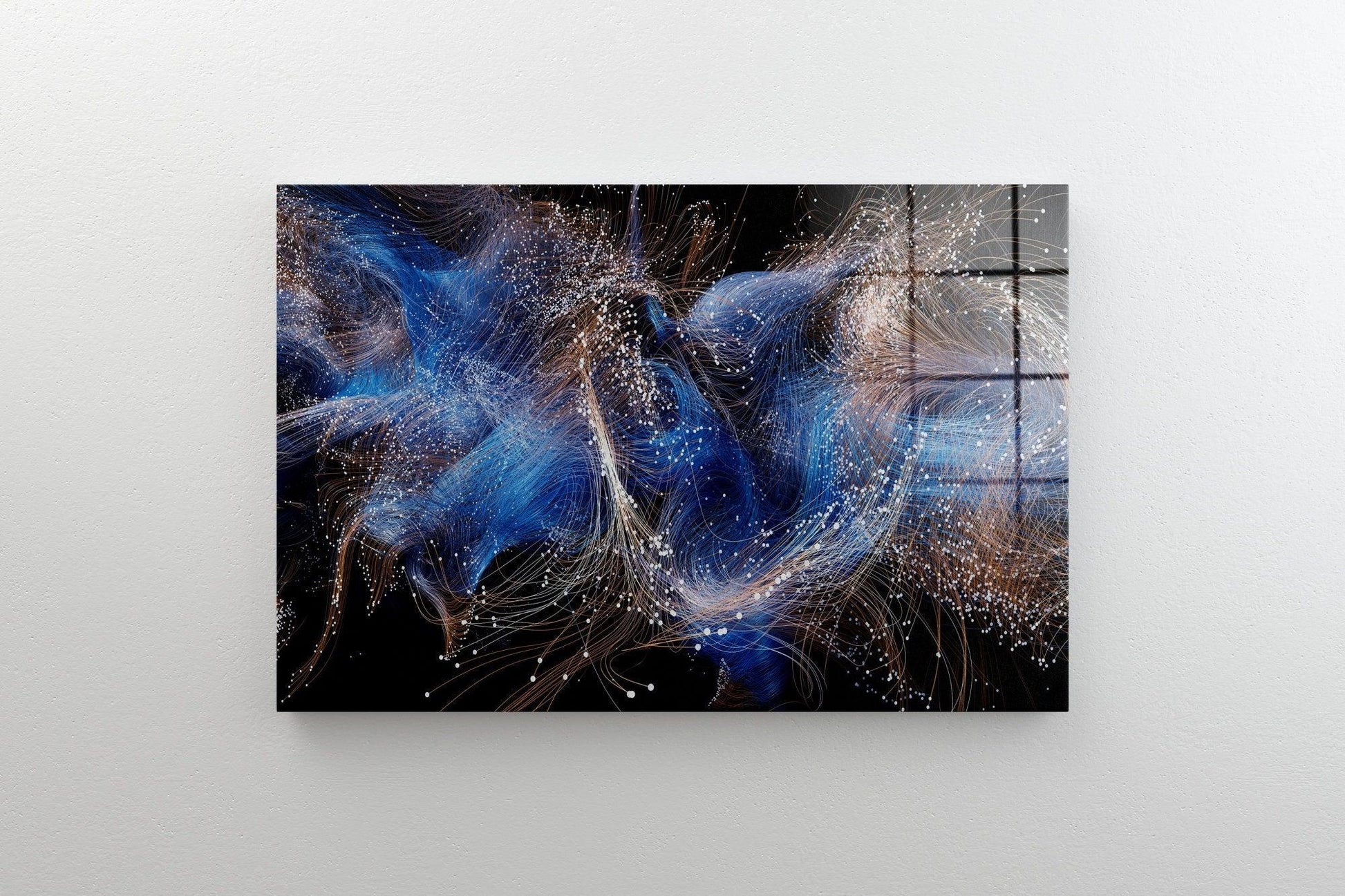 3d Rendered Particle Trail Canvas Wall Art | Large Canvas Wall Art, 3 Pieces Canvas Wall Art, Canvas and glass Framed Wall Art