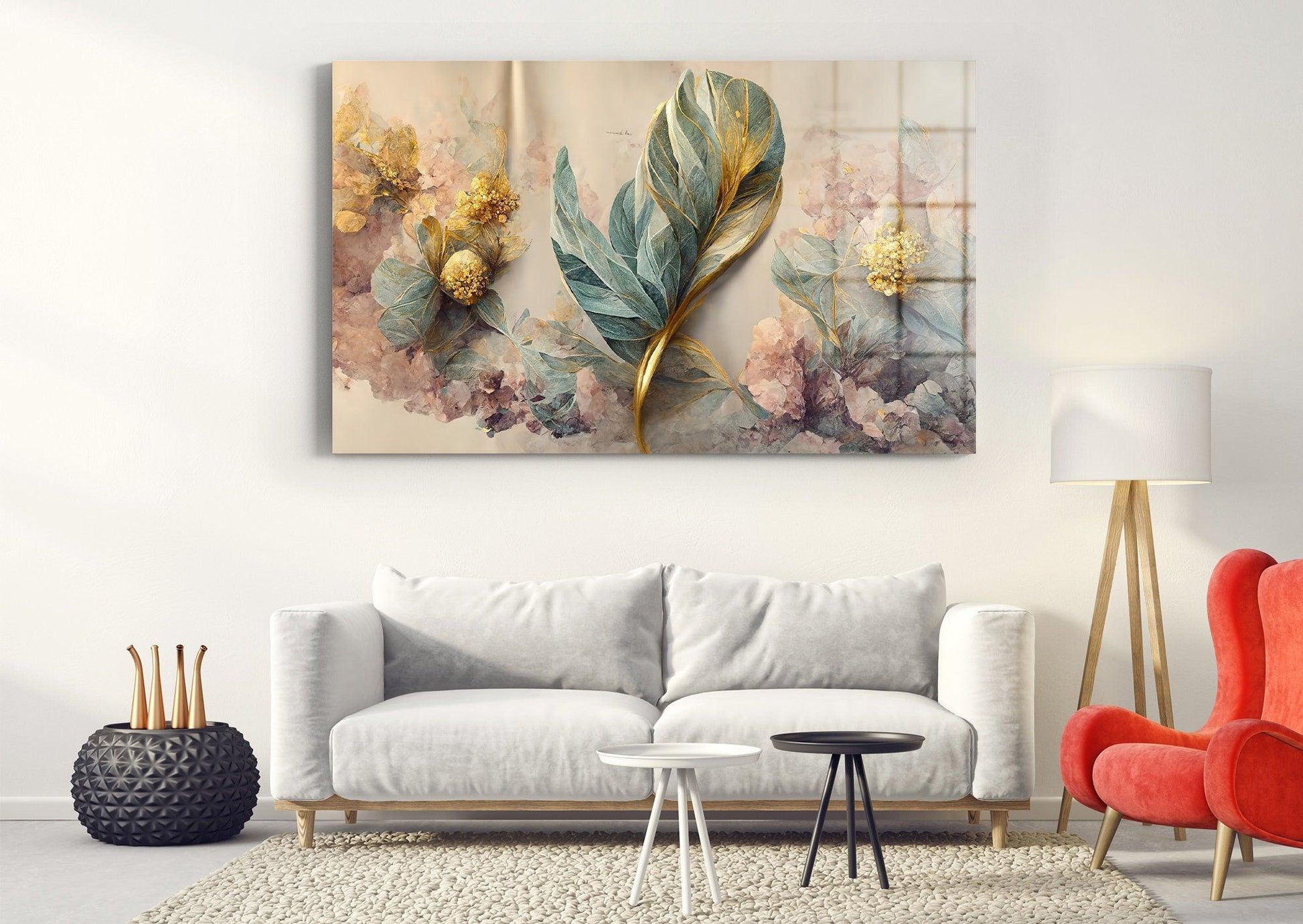 3D White flower Canvas Wall Art, Flowers Wall Hangings, White Canvas Wall Print, pink Room Decor, Ready to Hang - TrendiArt