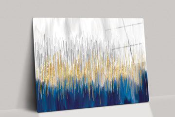 Abstract blue and gold wall art |Extra Large Wall Art-Wall Hanging Decor-fashion Wall decor-abstract wall art canvas-tempered glass wall art