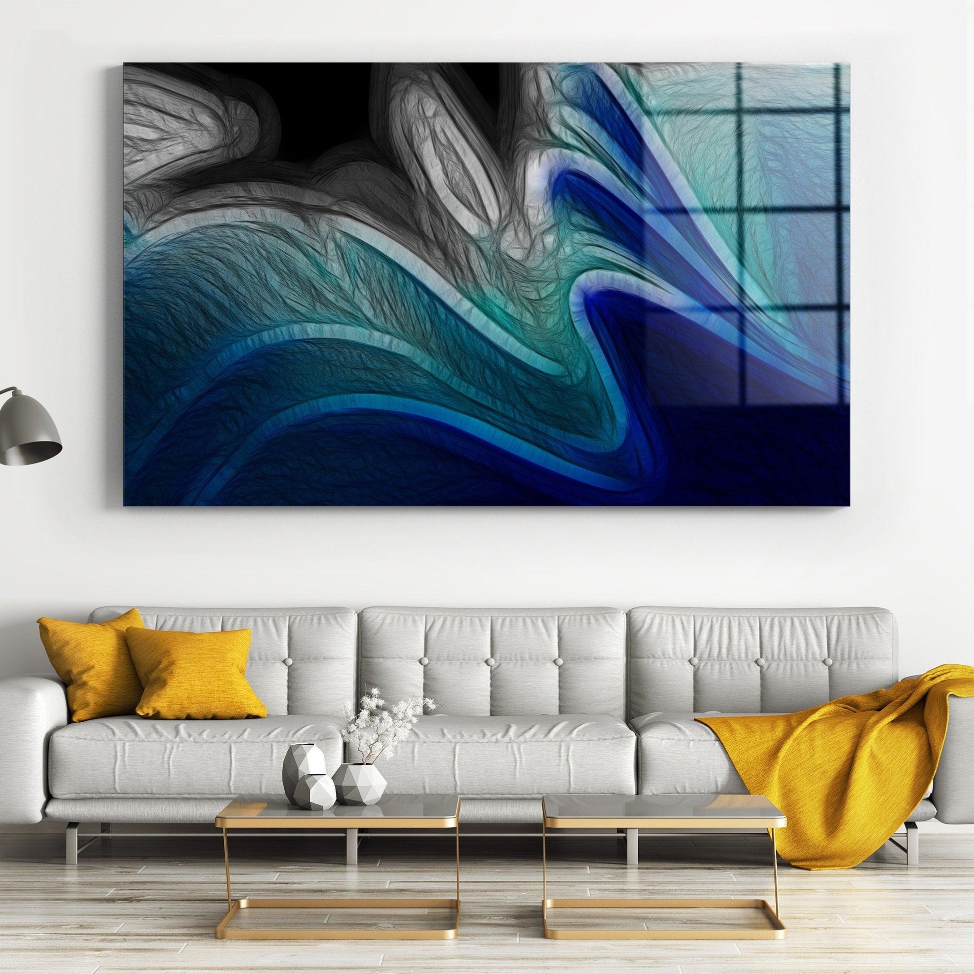 Abstract blue texture line wave, Wall Art printable, Canvas Painting Posters ,Black & blue Print, Canvas Painting Wall Art For Living Room