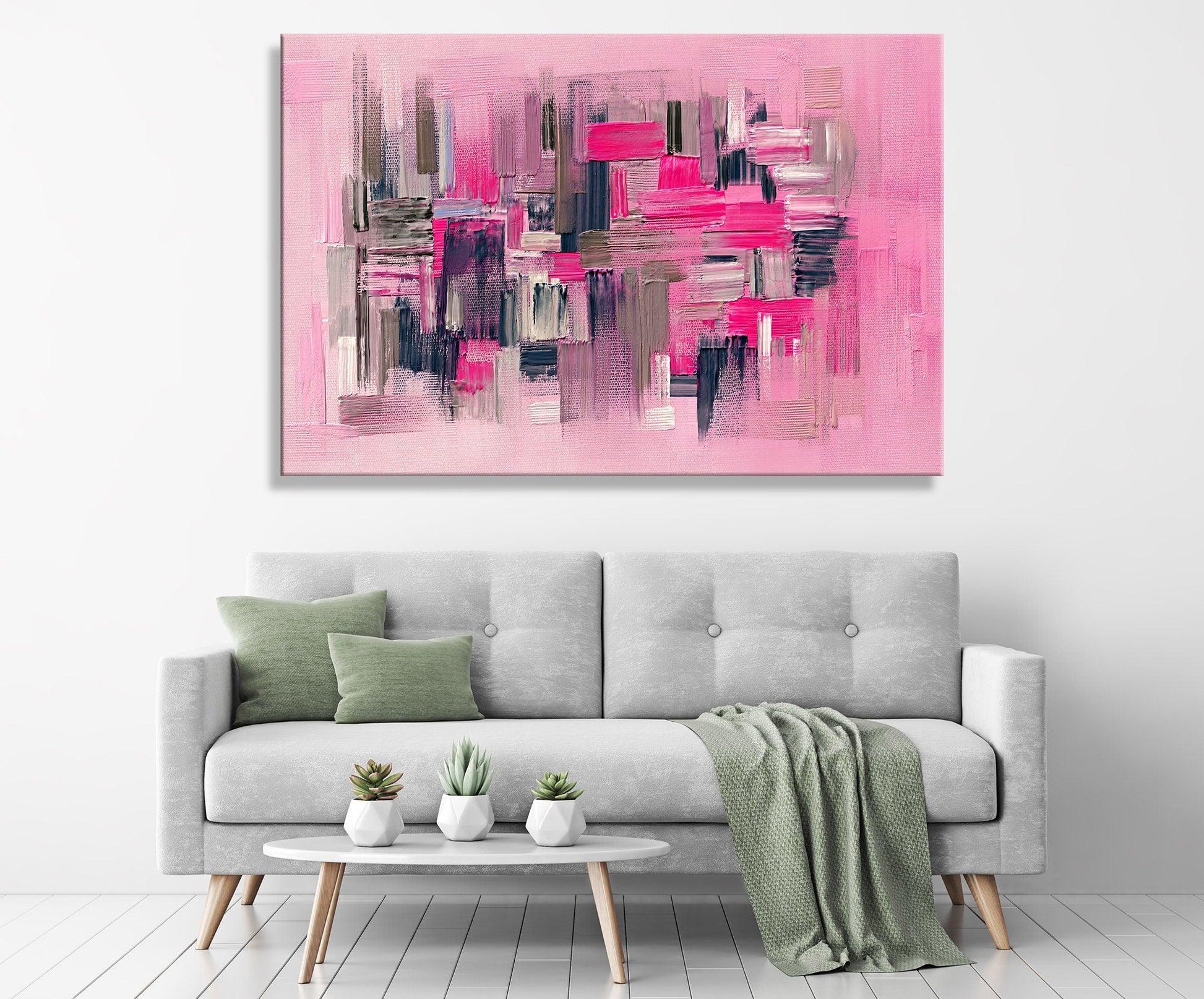 Abstract pink Textured glass wall art |Oil Painting on Canvas, pink Large Original Custom Modern Painting Living Room Wall Art, pink art - TrendiArt
