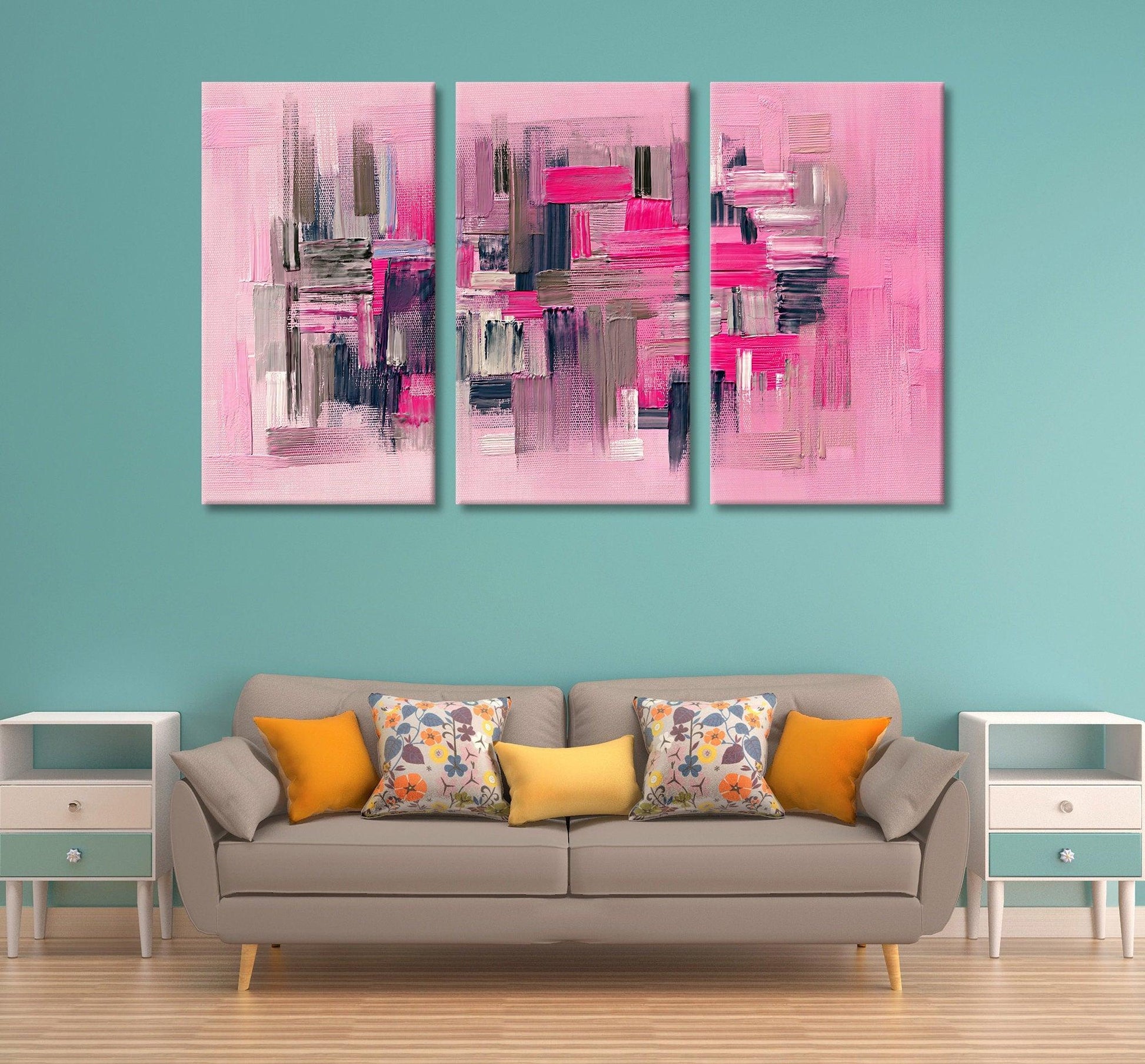 Abstract pink Textured glass wall art |Oil Painting on Canvas, pink Large Original Custom Modern Painting Living Room Wall Art, pink art - TrendiArt