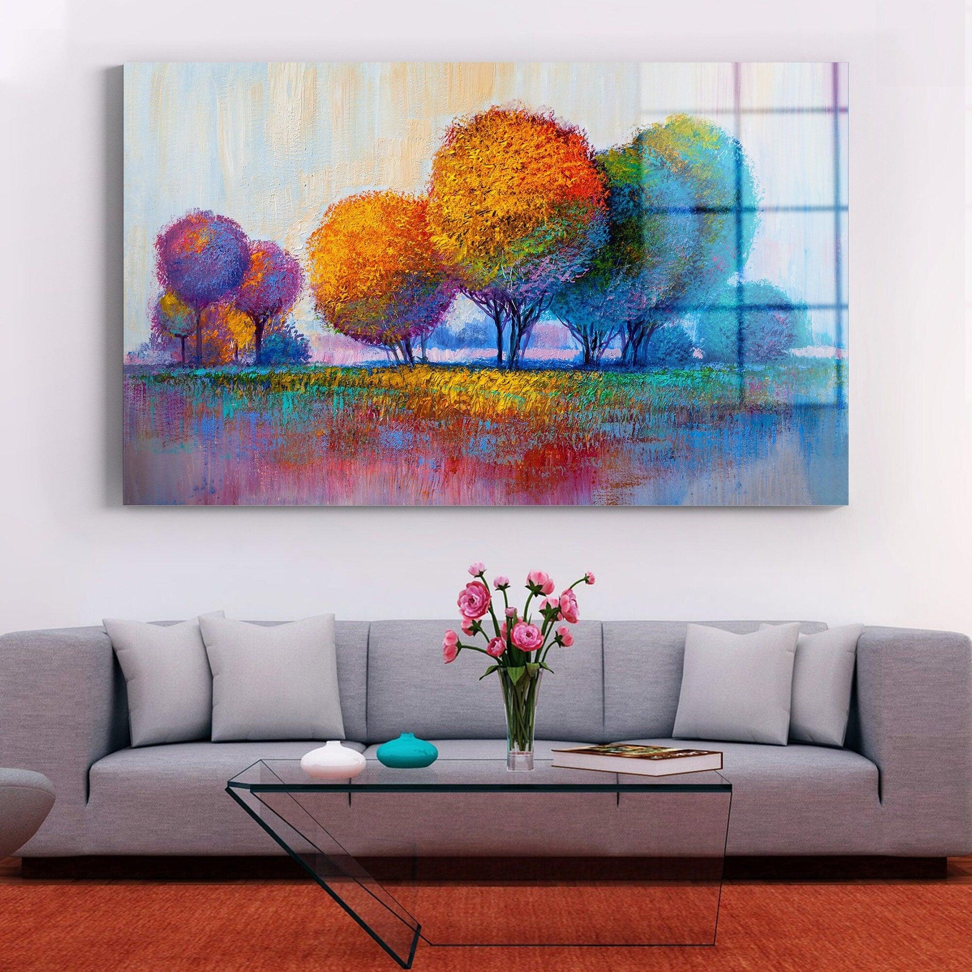 abstract tree glass printing  wall art| wall decor living room modern farmhouse, oil painting canvas, drawing artwork, tree wall art, oil