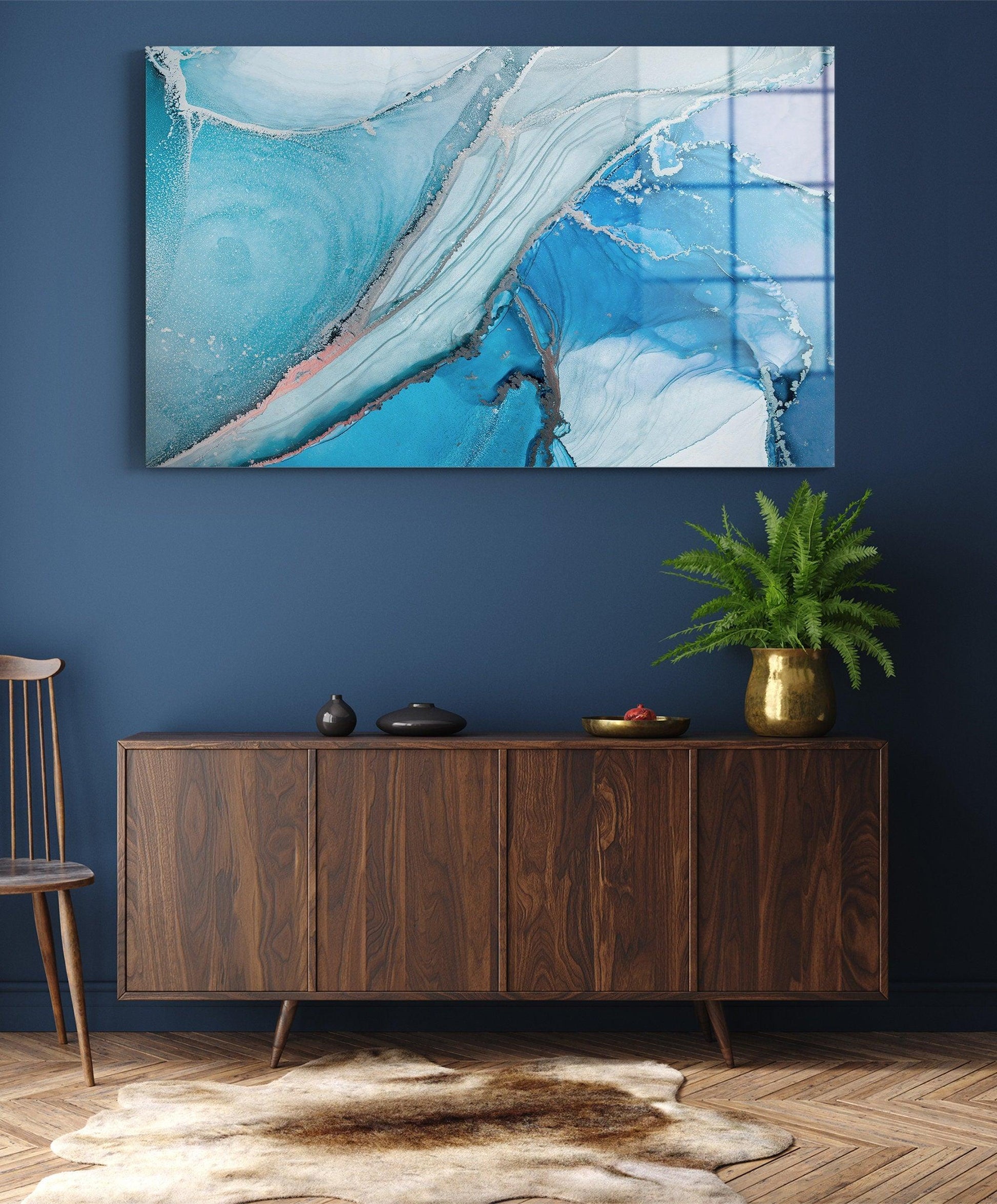 Abstract wall art Blue and gold marble wall art Marbling wall decor Abstract canvas wall art Marble canvas print navi blue canvas art silver - TrendiArt