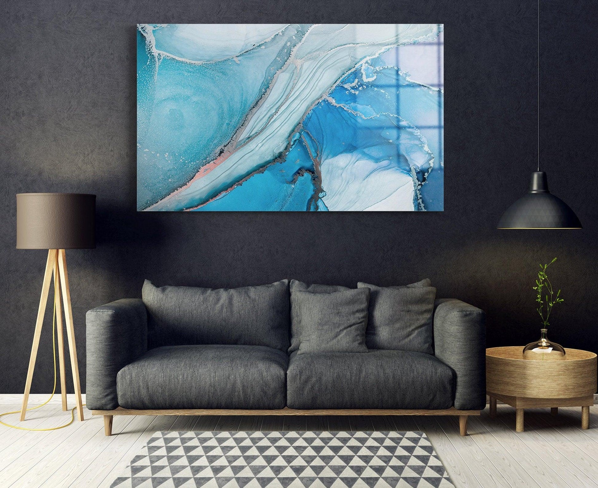 Abstract wall art Blue and gold marble wall art Marbling wall decor Abstract canvas wall art Marble canvas print navi blue canvas art silver - TrendiArt