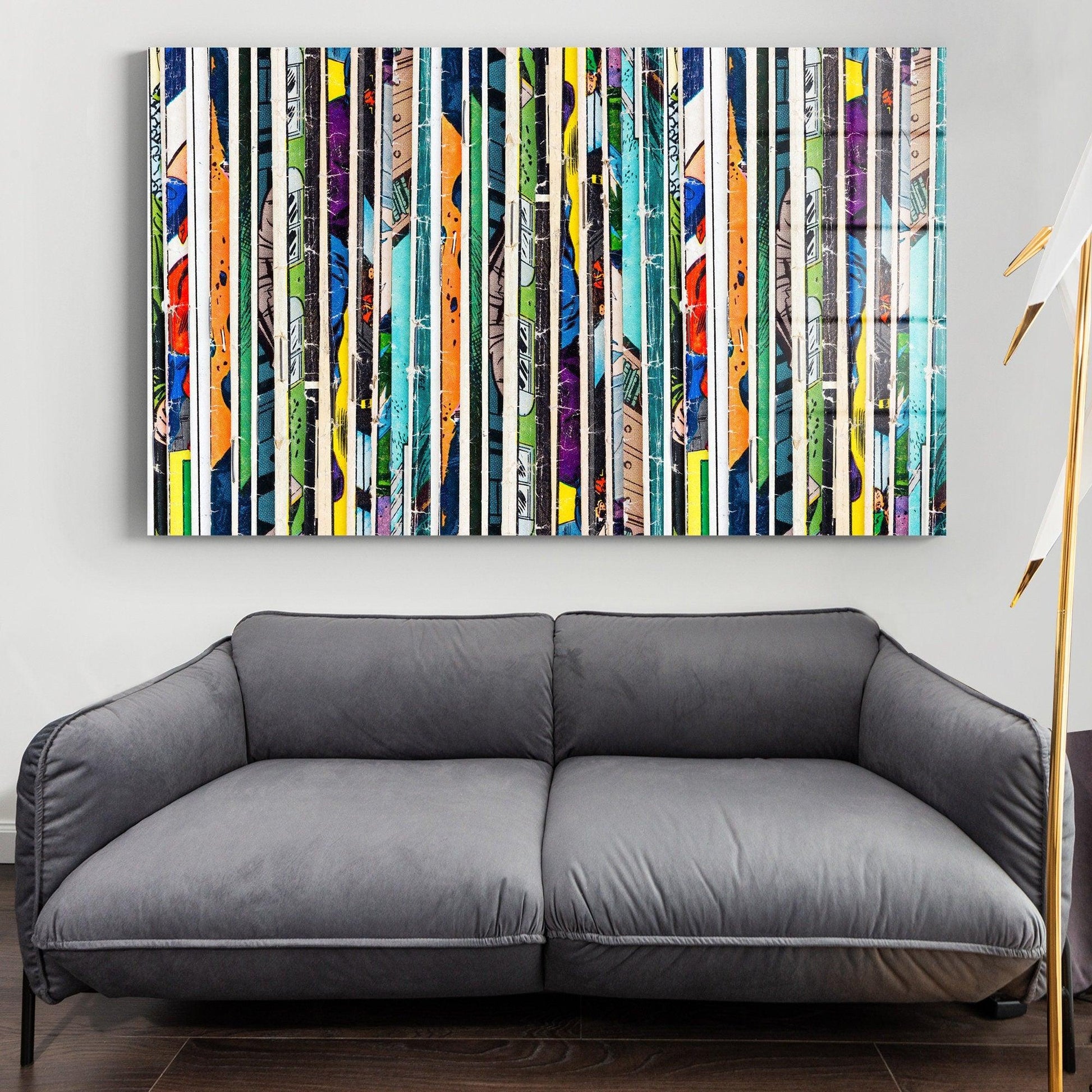 Abstraction glass printing wall decor Colorful deco, Comic book vintage, graffiti tempered glass wall art, office decor for wall, canvas art