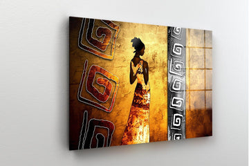 African Ethnic glass painting wall art | Artwork, Abstract Retro Wall Art, Africa Vintage Wall Decor, Antique African Art, Ethnic Retro Art