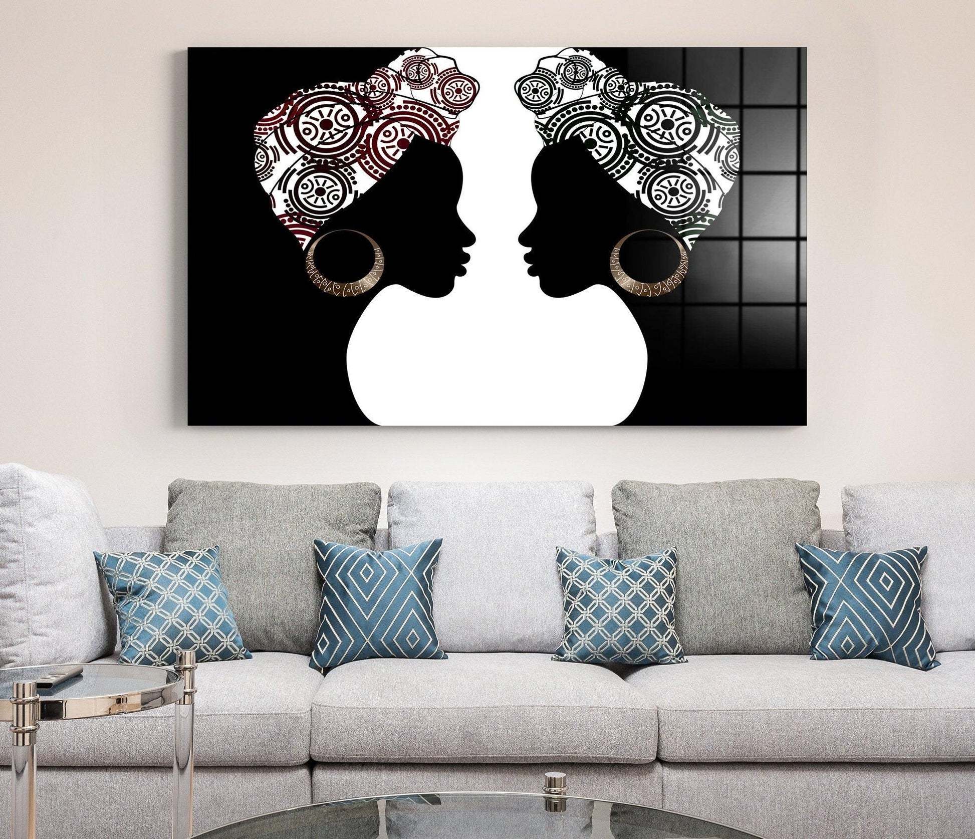 African Woman Extra Large Wall Art| Tempered Glass Printing Wall aet, african canvas print, african decor, african abstract art, african art