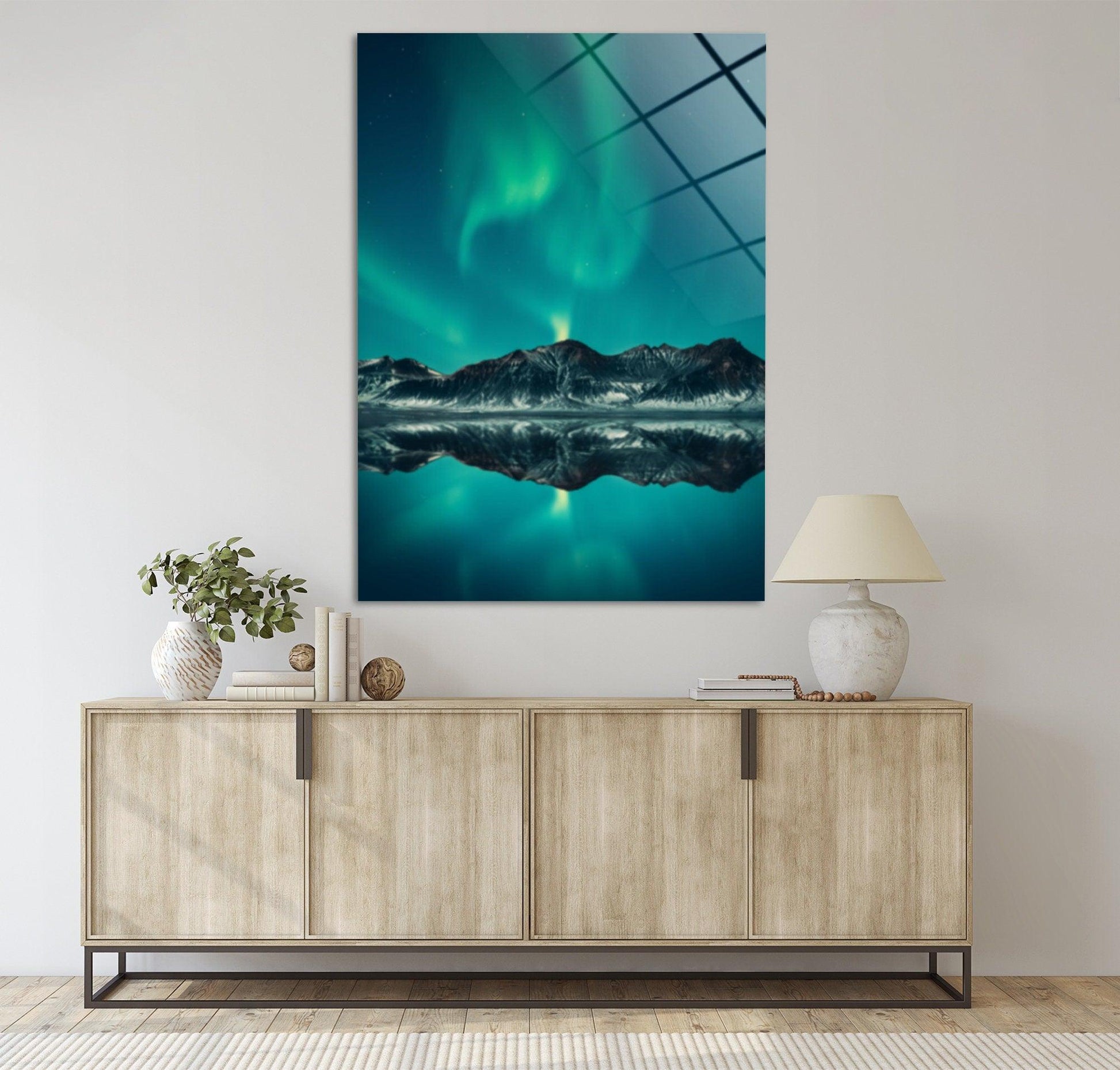 Aurora Borealis Acrylic Glass Wall Art| High Gloss Northern Lights, tempered glass wall art, Nature Wall Art, Alaska canvas wall art - TrendiArt