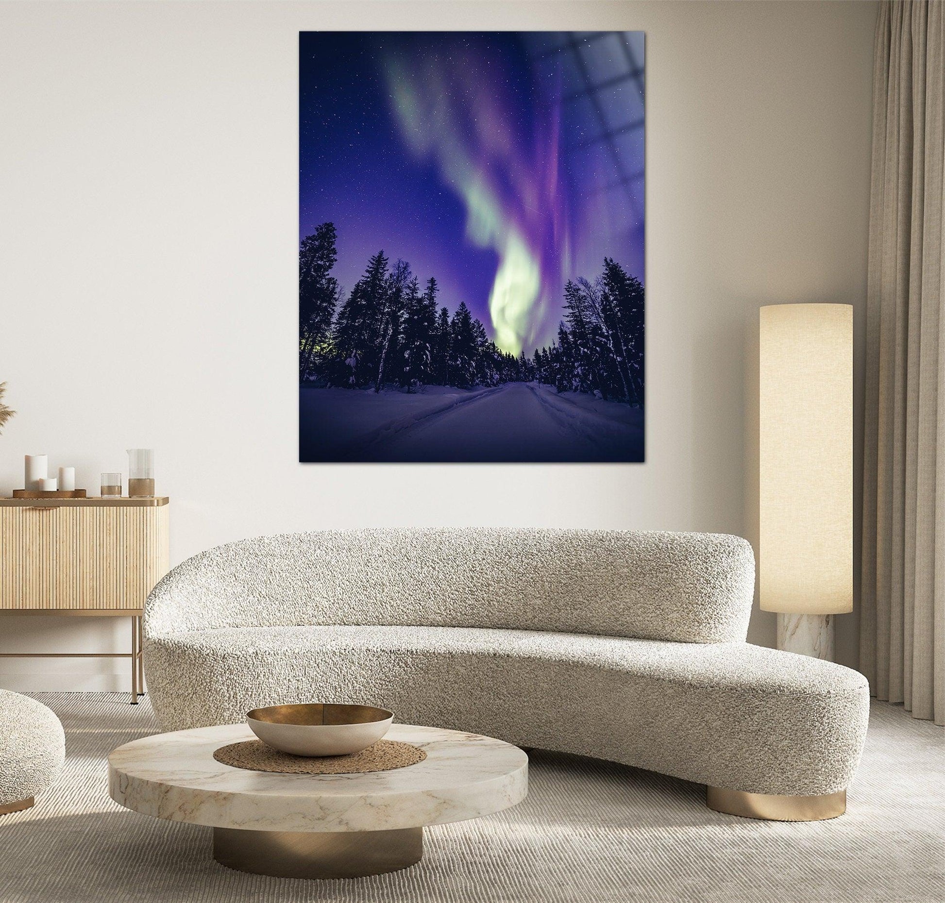 Aurora Borealis Acrylic Glass Wall Art| High Gloss Northern Lights, tempered glass wall art, Nature Wall Art, Alaska canvas wall art - TrendiArt