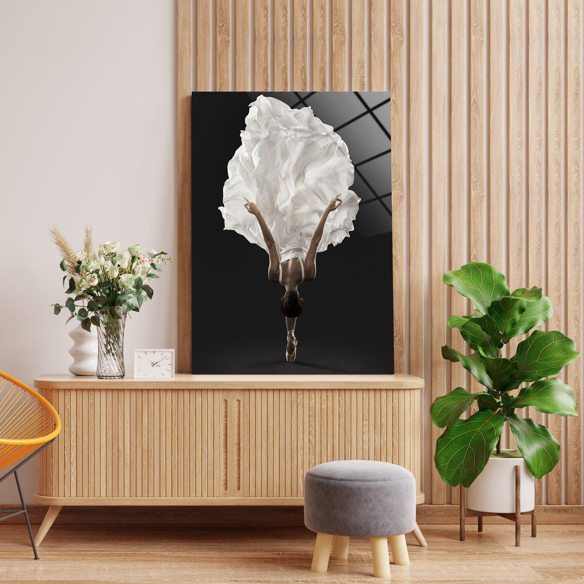 Ballerina glass wall Art| Tempered Glass Wall Art, Human Art, Black White Wall Art, Ballerina Wall Decor, ballet canvas wall art, woman art