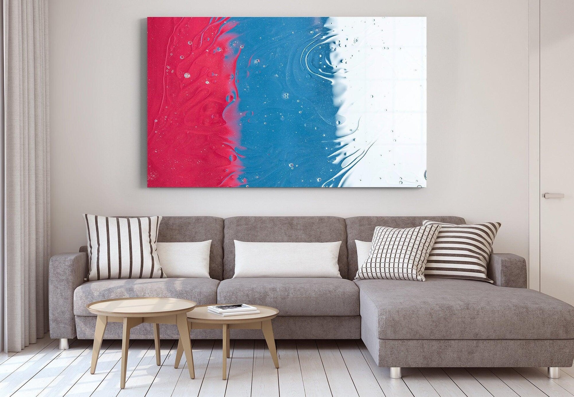 beautiful colorful abstract glass wall art| abstract design canvas wall art, abstract canvas art, blue and pink wall decor, glass gifts - TrendiArt