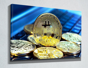 Bitcoin Gold canvas wall decor |Cryptocurrency Print on glass, Floating Frame Option, Modern Wall Art, Canvas Wall Set, Extra Large Wall Art