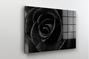 Black Rose Tempered Glass Wall Art |Natural And Vivid Wall Decor, floral wall art, black rose wall decor, Aesthetic Home Decor, Canvas Decor - TrendiArt