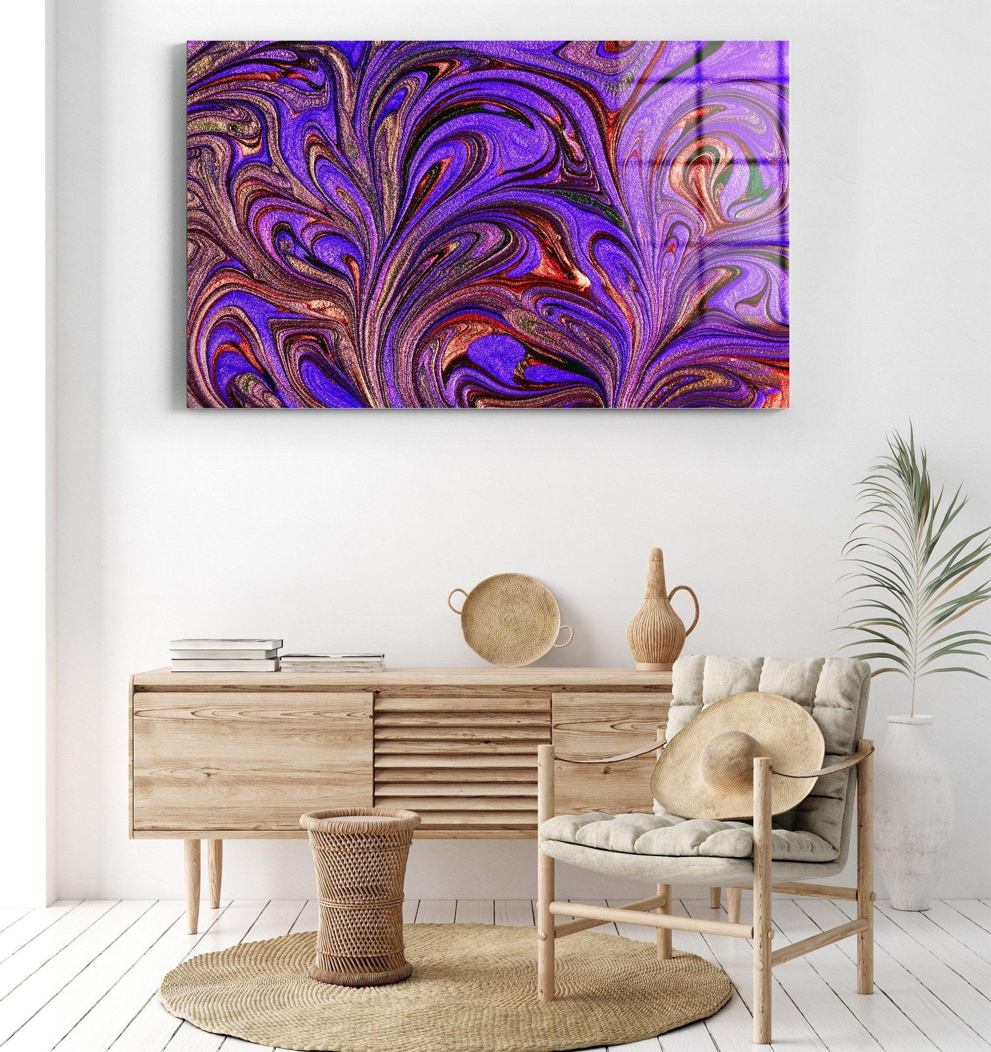 blue and purple marble canvas wall art | marble Canvas Wall Print, Gift For marble Lover, Living Room Decor, marble glass wall decor - TrendiArt