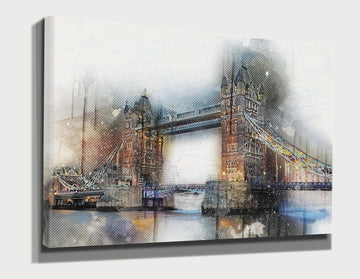 bridge wall art| London watercolor. London City skyline, Large London Print, London canvas wall art, London poster, office wall art