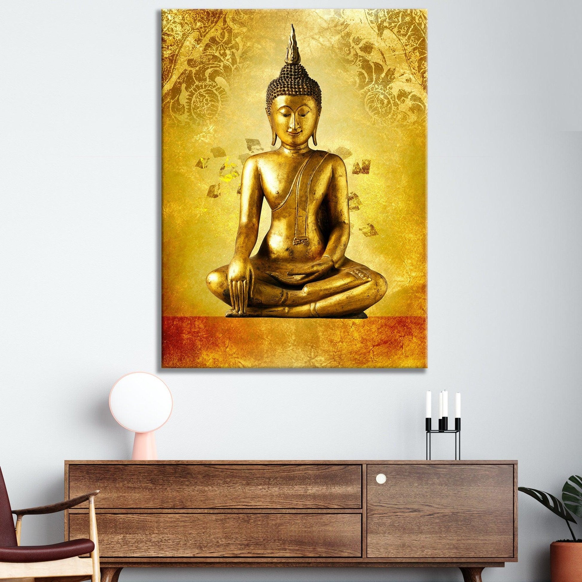budha canvas wall art| Golden Budha, Woman Wall Print, Glitter Girl Earring, Painting 3D Canvas, canvas wall decor, gift for her