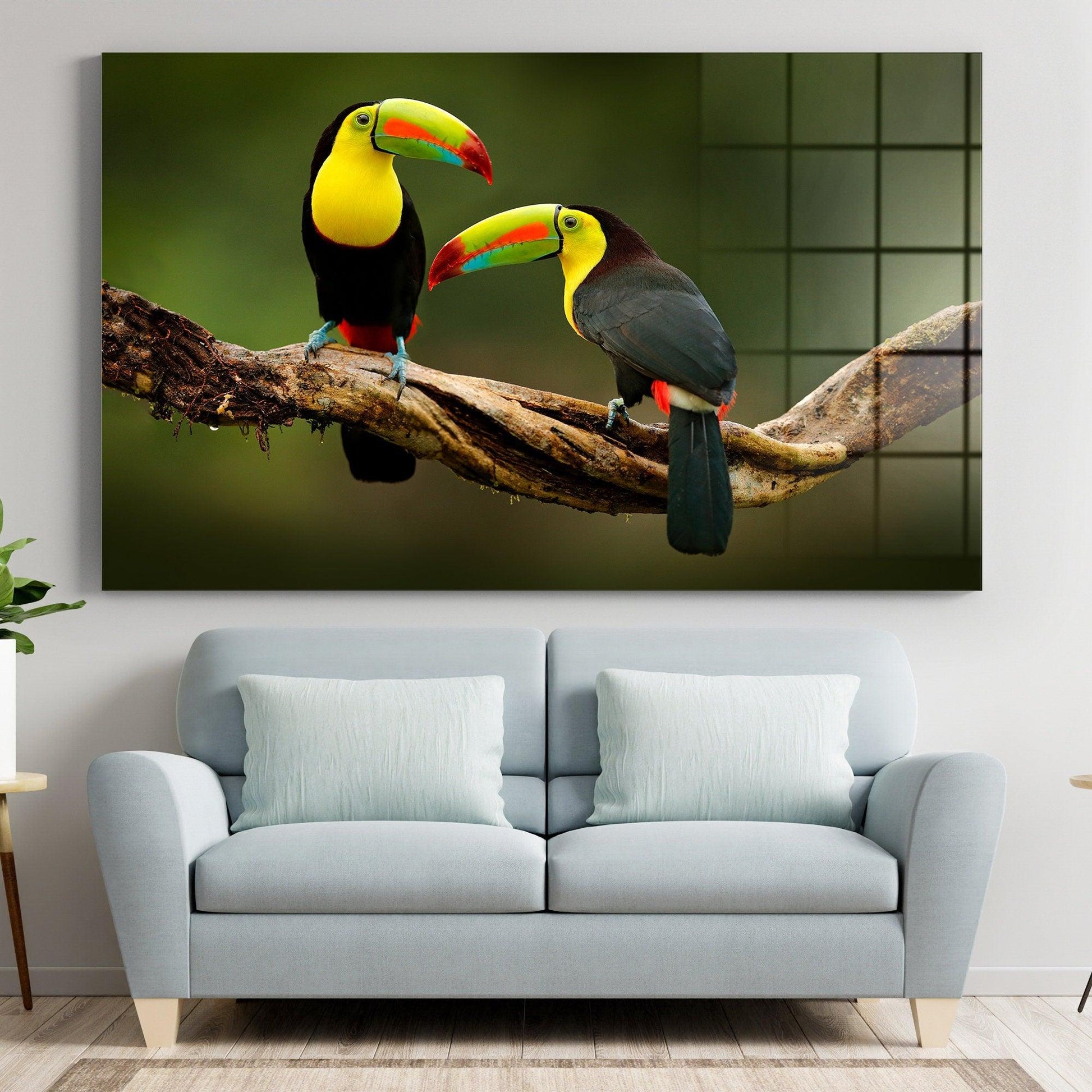 Colored Parrot Birds Canvas Wall Art Print| Poster Print Decor for Home & Office Decoration, Poster or READY TO HANG, watercolor animals