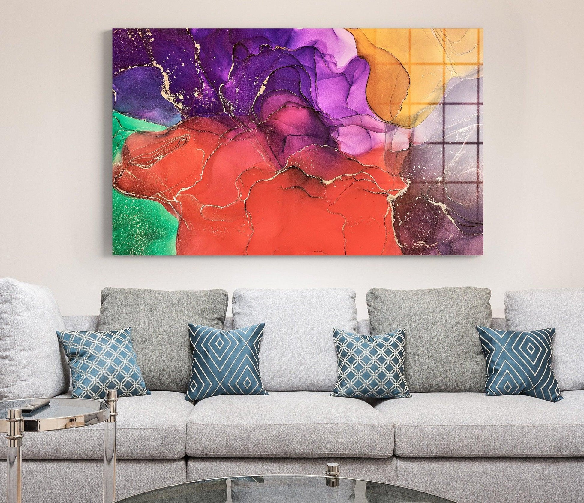 Colorful abstract glass decor| Glass Wall Art, Canvas Wall Art, colorful marble wall art, marble abstract art, colorful wall art canvas,