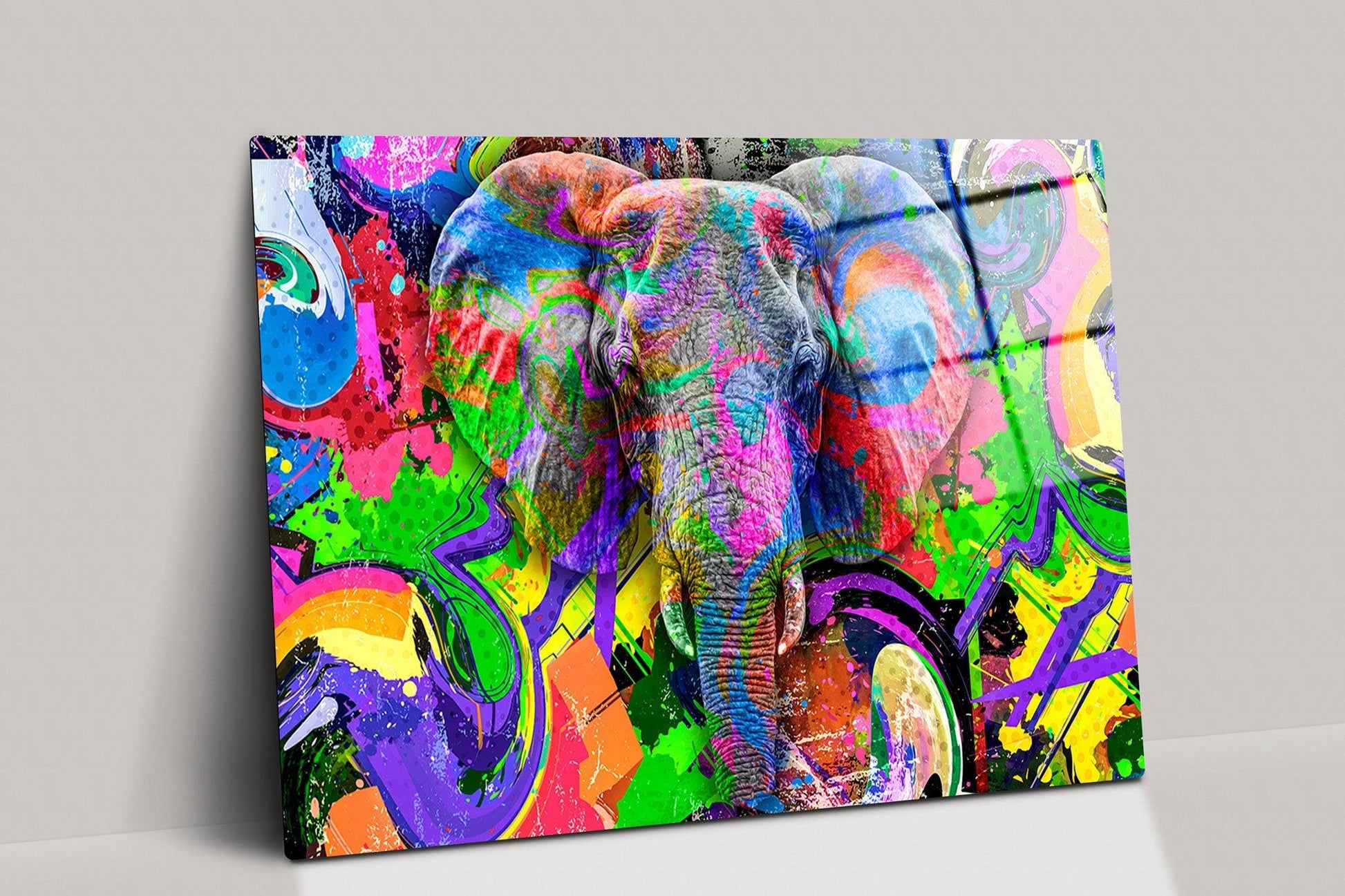 Colorful Elephant Canvas Ready to Hang | Abstract Elephant Modern animal Canvas Artwork, Elephant Canvas Wall Art, Elephant Wall Art
