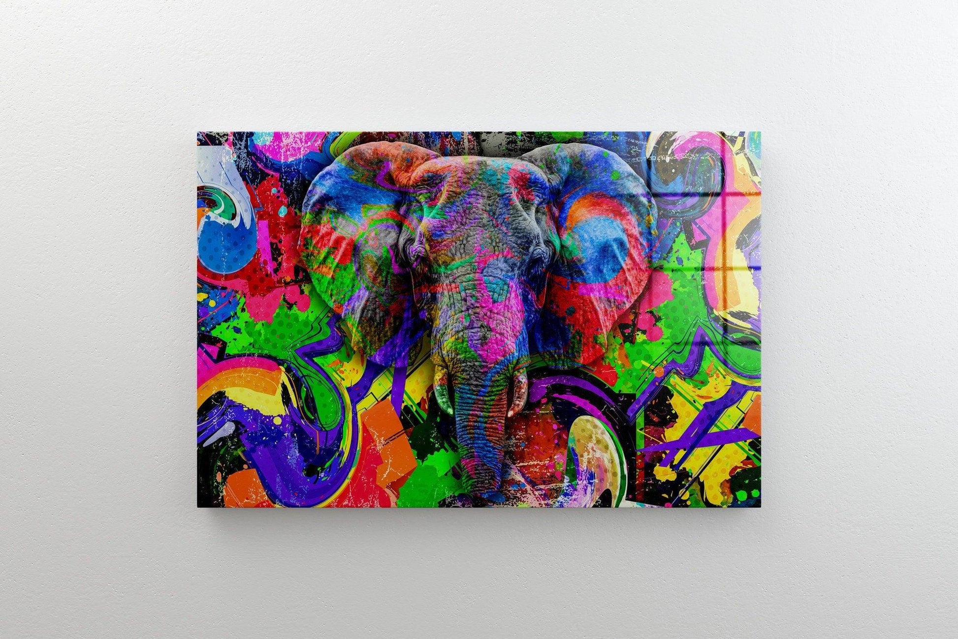 Colorful Elephant Canvas Ready to Hang | Abstract Elephant Modern animal Canvas Artwork, Elephant Canvas Wall Art, Elephant Wall Art