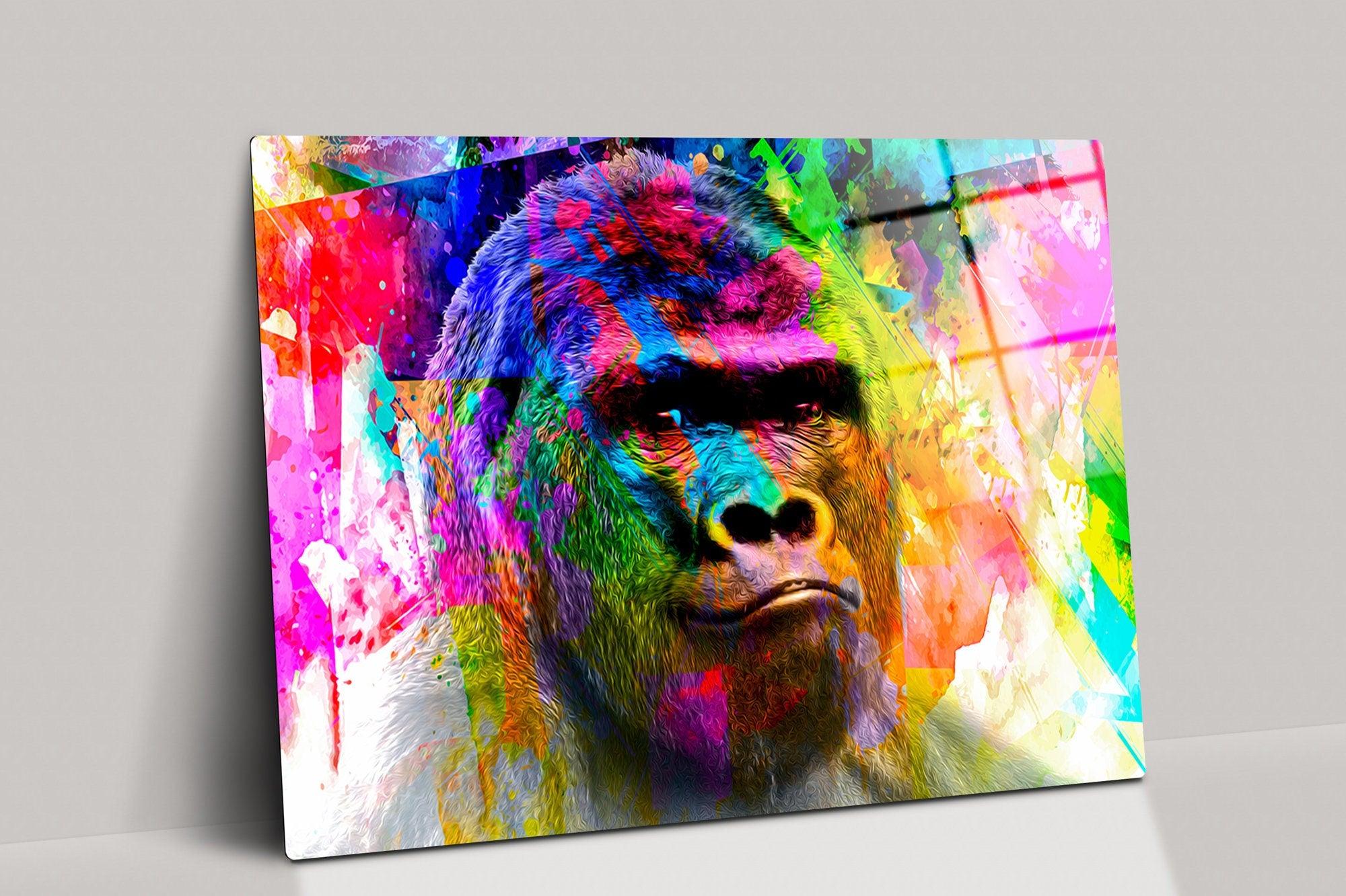 Colorful Monkey Printable Wall Art | Gorilla Wall Art, Animal Wall Decor, Animal Print Canvas,Gift for Her,Room Decor,Monkey Home Decor