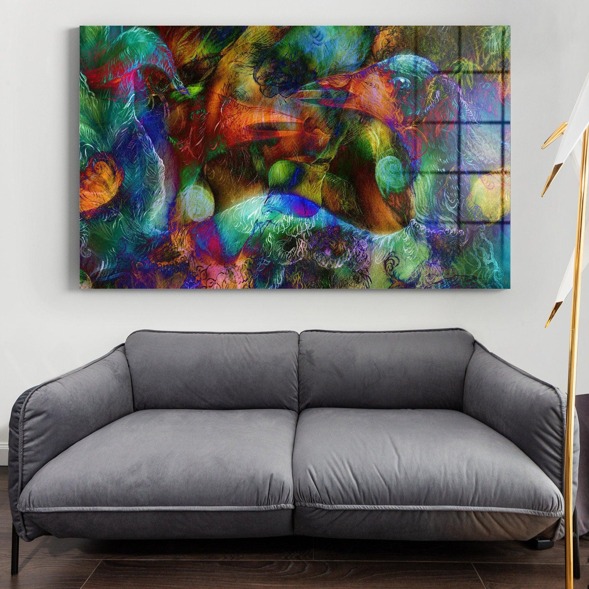 Colorful Tempered Glass printing Wall Art | Abstract Wall art-extra large wall Hanging-living room canvas wall art-minimalist decor wall art
