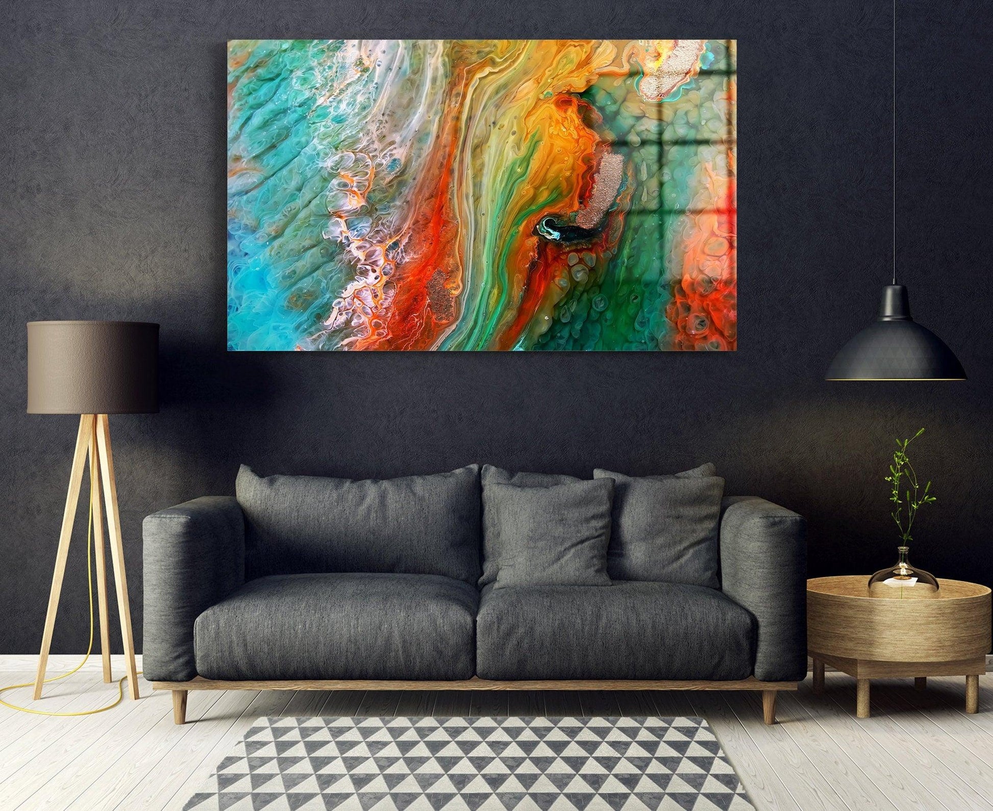 Cosmic Liquid wall Art| Abstract Canvas, Poster Art Reproduction, Large Abstract Canvas Wall Art, Modern Art Expressionism Painting - TrendiArt