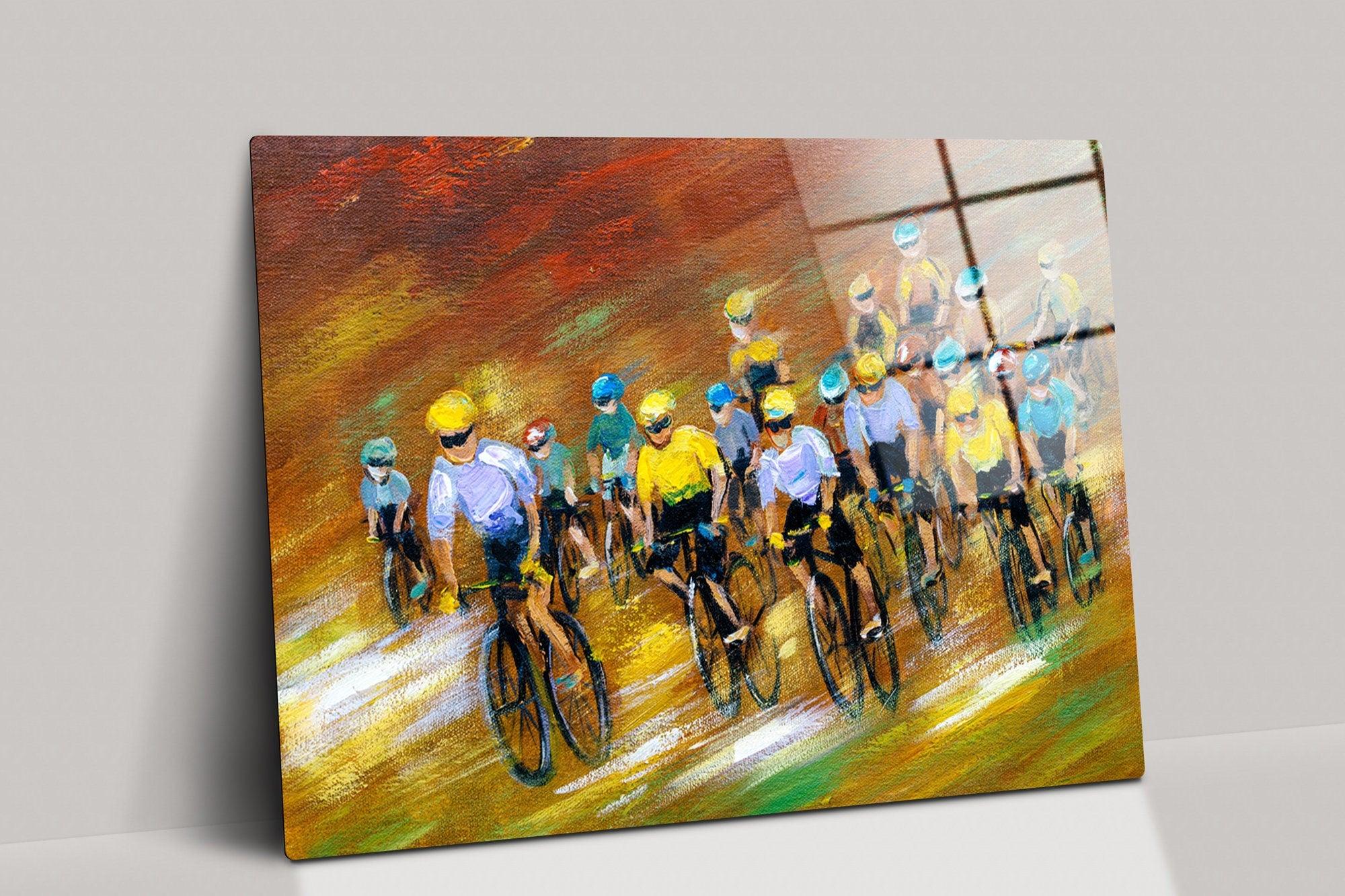 Cycling Painting, Cyclist Wall Art, Cycling Canvas Print, Bicycle Wall Art, Motivation Painting Print, Cycling Art Print, Sports Canvas