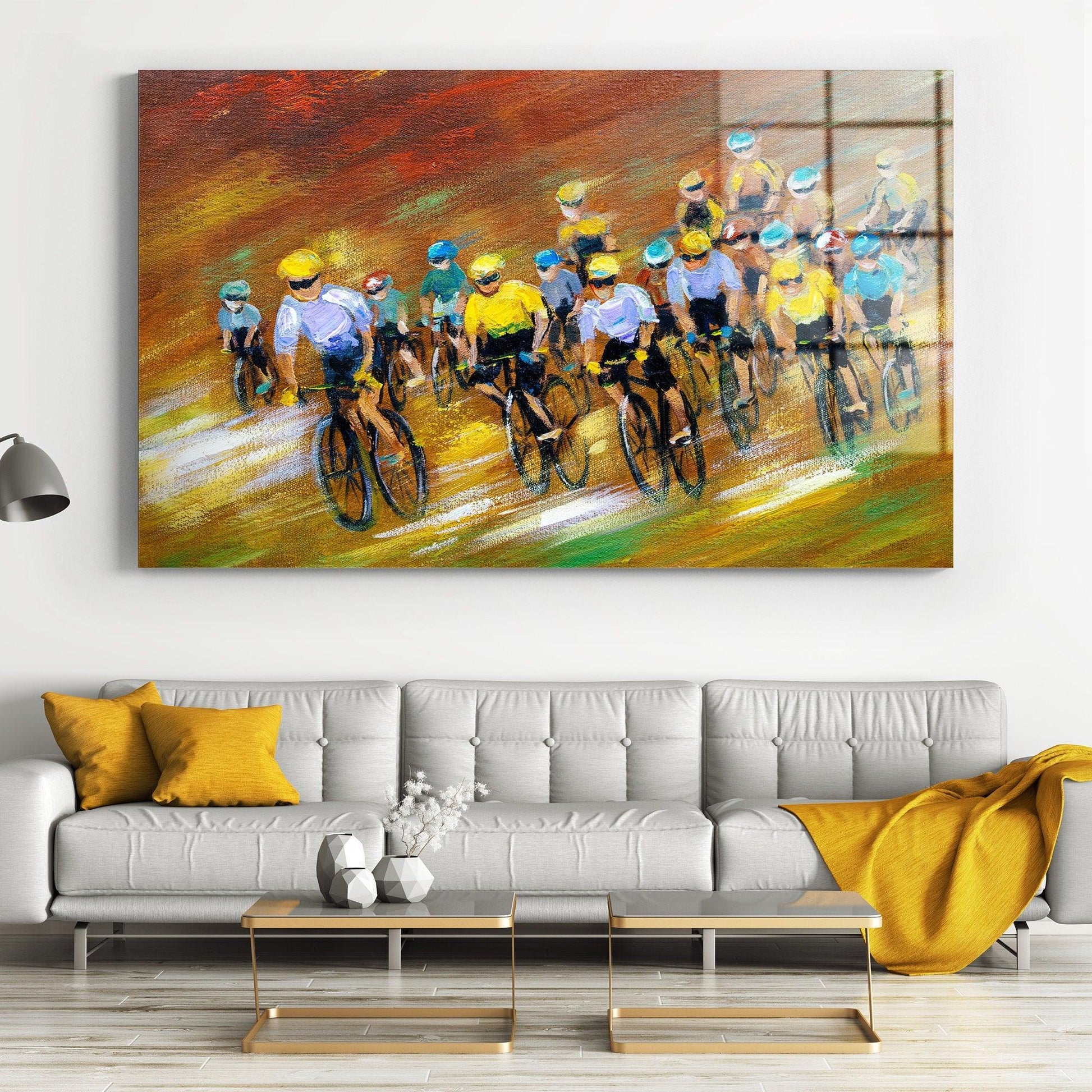 Cycling Painting, Cyclist Wall Art, Cycling Canvas Print, Bicycle Wall Art, Motivation Painting Print, Cycling Art Print, Sports Canvas