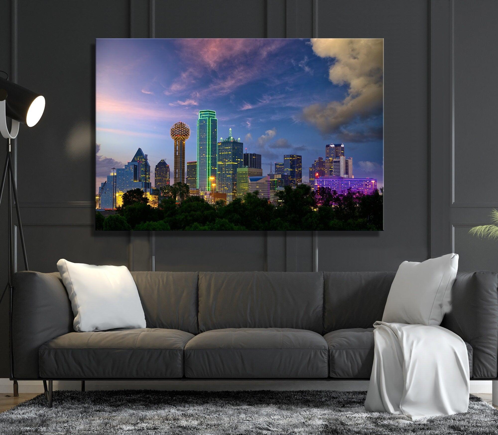 Dallas City canvas wall art| Texas USA Skyline, Triptych Canvas Print,