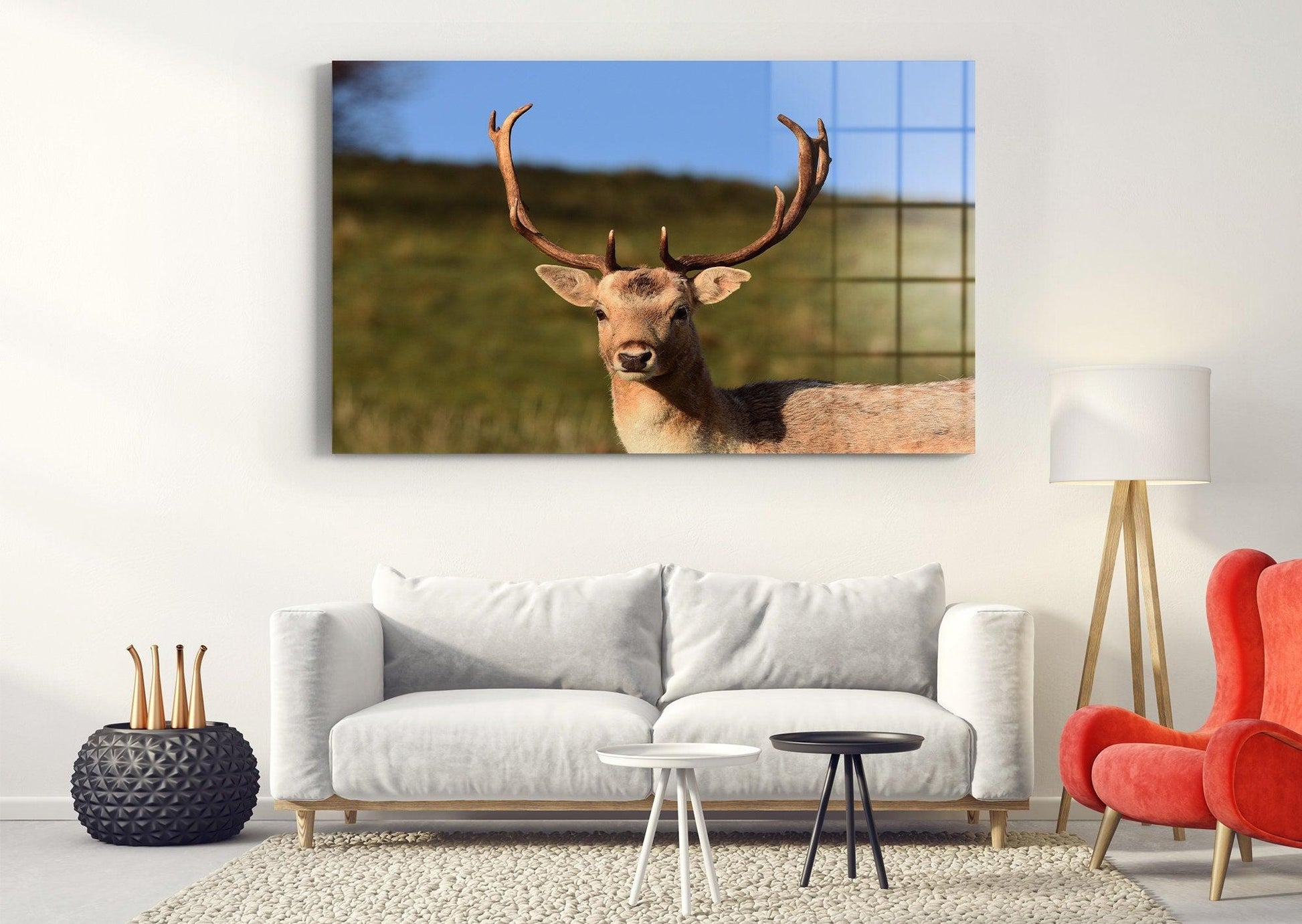 Deer canvas wall art | dee animal glass wall decor, -Wall Hanging for House-Extra Large Wall Decor, Animal Wall Decoration, Wall Decoration - TrendiArt