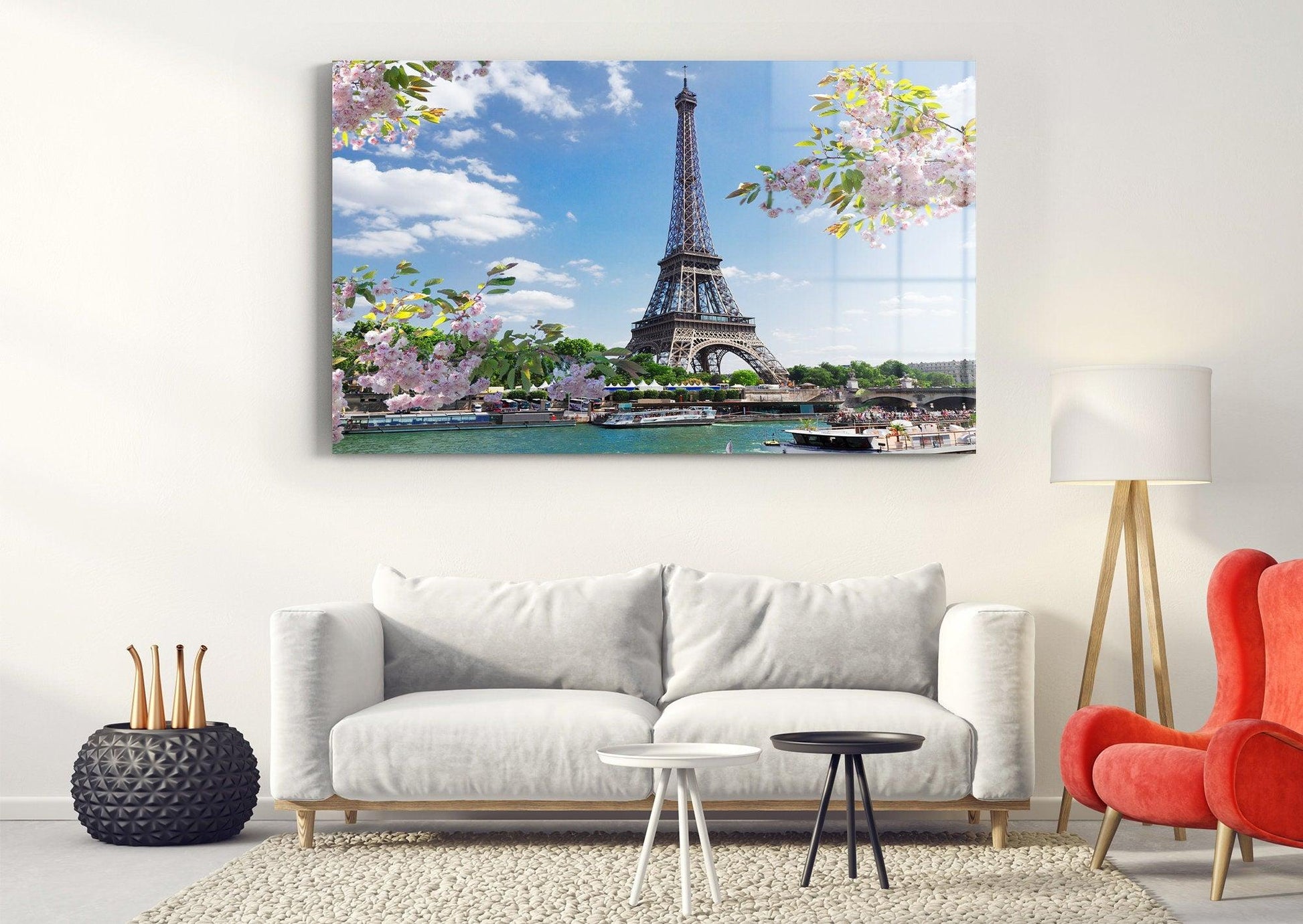 Eiffel Tower canvas Wall Art | Paris Landmark Glass Print, France Trav