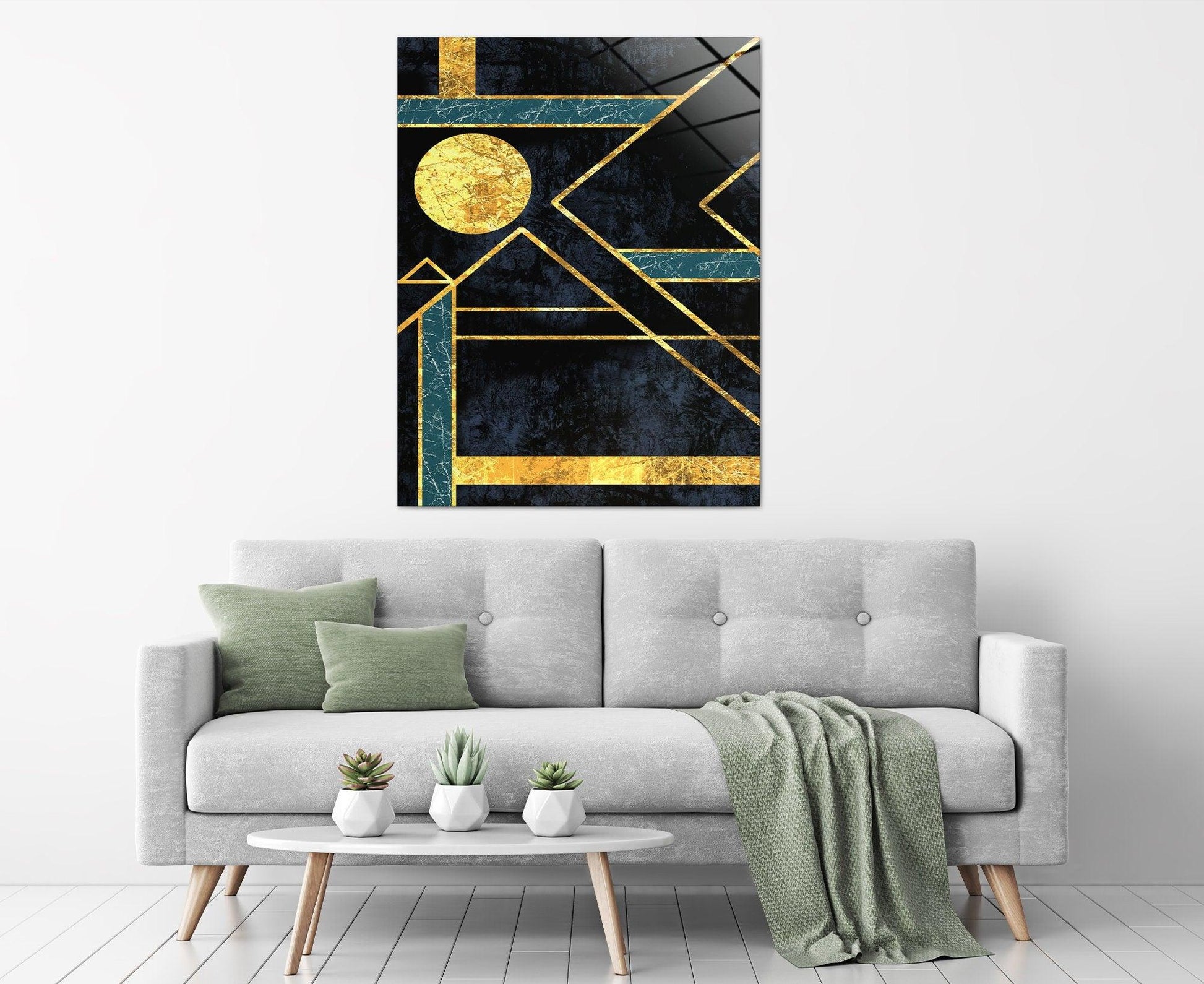 Emerald Green And Gold canvas wall art| Abstract Art · Emerald Green Decor · Gold Wall Art, Minimalist Wall Art, circle wall art, circle art - TrendiArt