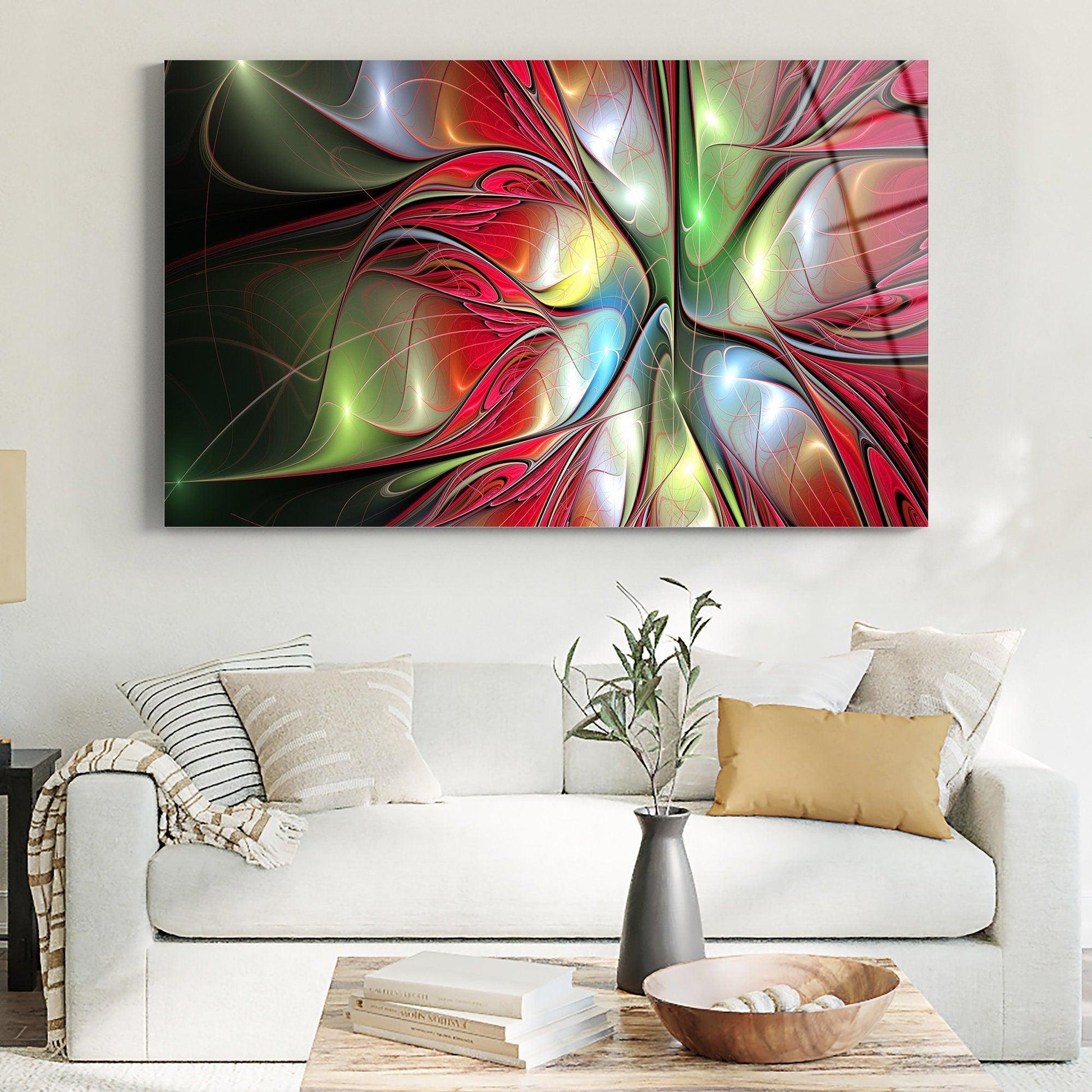 Fantasy flower Glass Wall Art| Panoramic Wall Art, Glass Printing, Panoramic Print, room decor, graduation gifts, minimalist canvas wall art