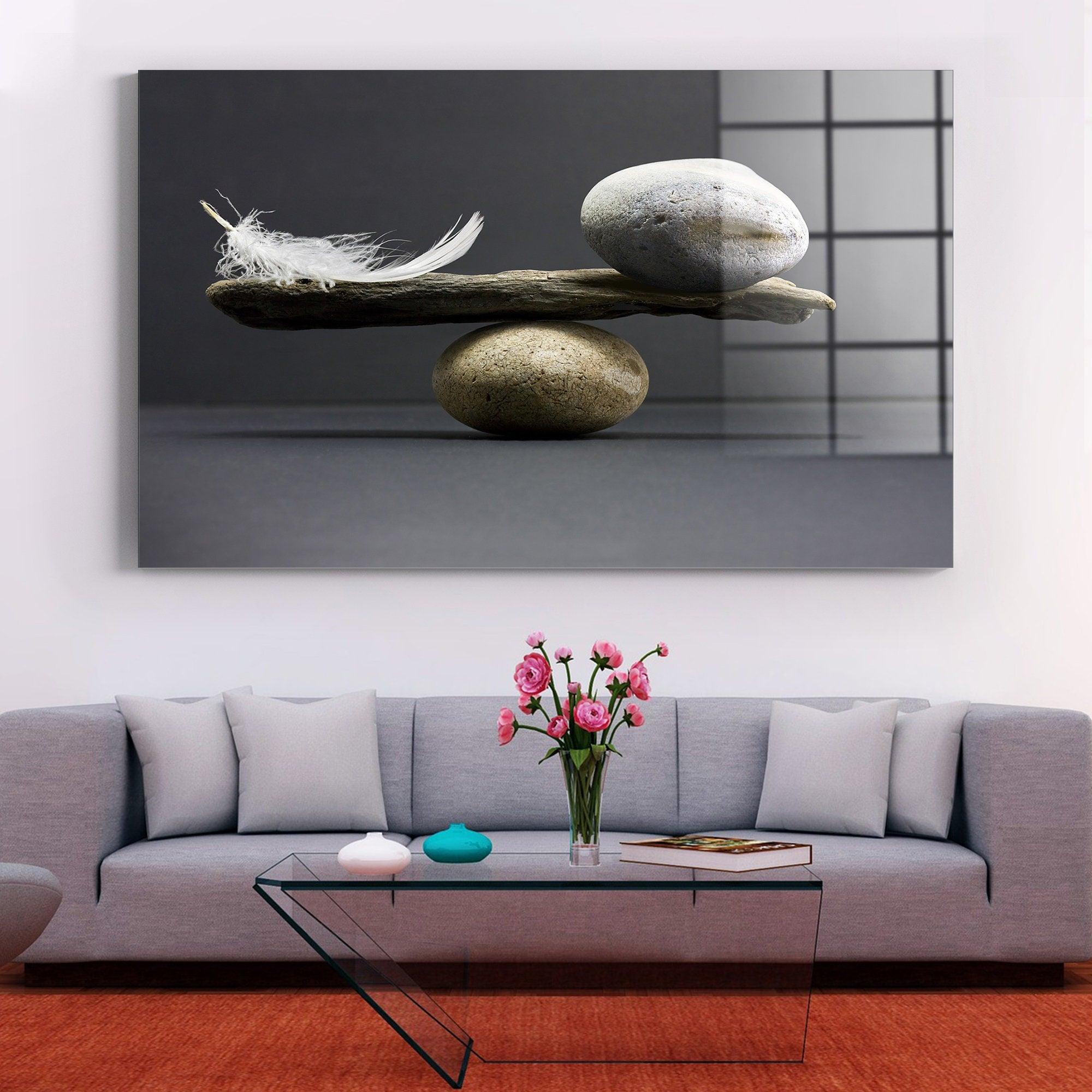 販売新作 Zen Wall Art Decor Piece Set， Decorative Framed Relaxing Stones  Canvas 家具、インテリア