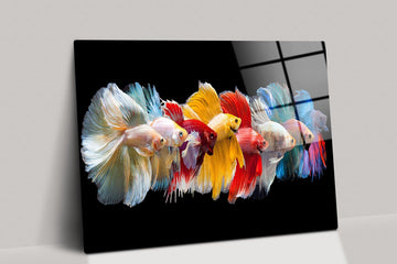 Fish Canvas wall art| Betta Fish Wall Art, Colorful Fish Canvas, Multicolor Fish Abstract Art, glass home decor, canvas room decor, Canvas