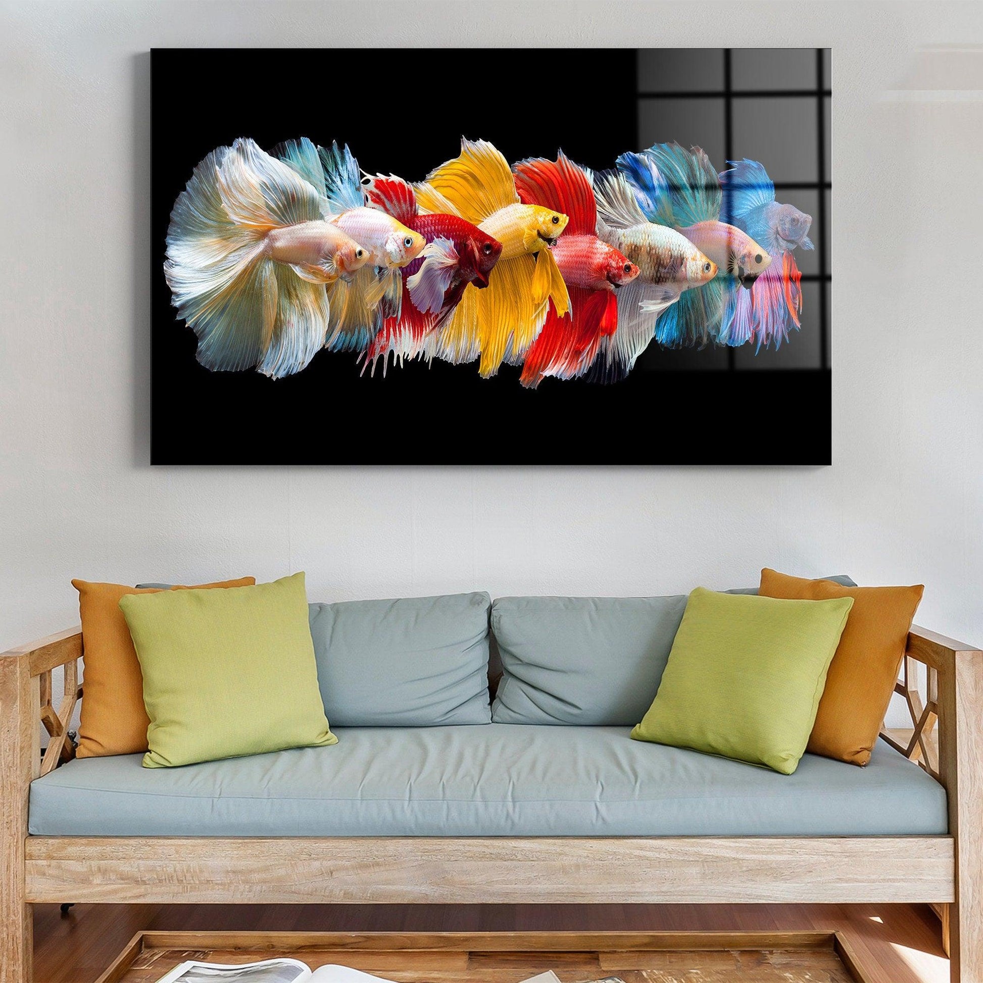 Fish Canvas wall art| Betta Fish Wall Art, Colorful Fish Canvas, Multicolor Fish Abstract Art, glass home decor, canvas room decor, Canvas
