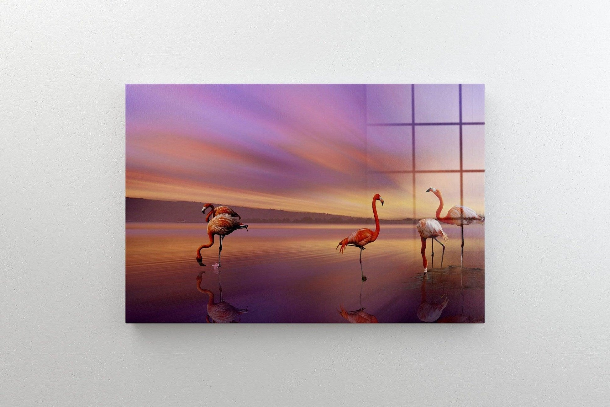Flamingo glass wall art| Temper Glass Wall Art, Glass Painting Wall Art, UV Printed Glass Art, flamingo glass wall decor, animal wall decor