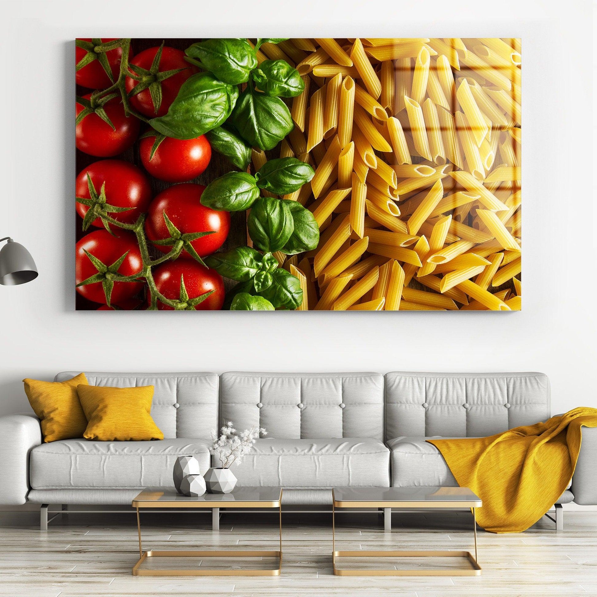 Fresh Italian Pasta Food CANVAS WALL ART | Cooking Italian, Modern Kitchen, Spaghetti Pasta Canvas Art Print, Box Framed Picture