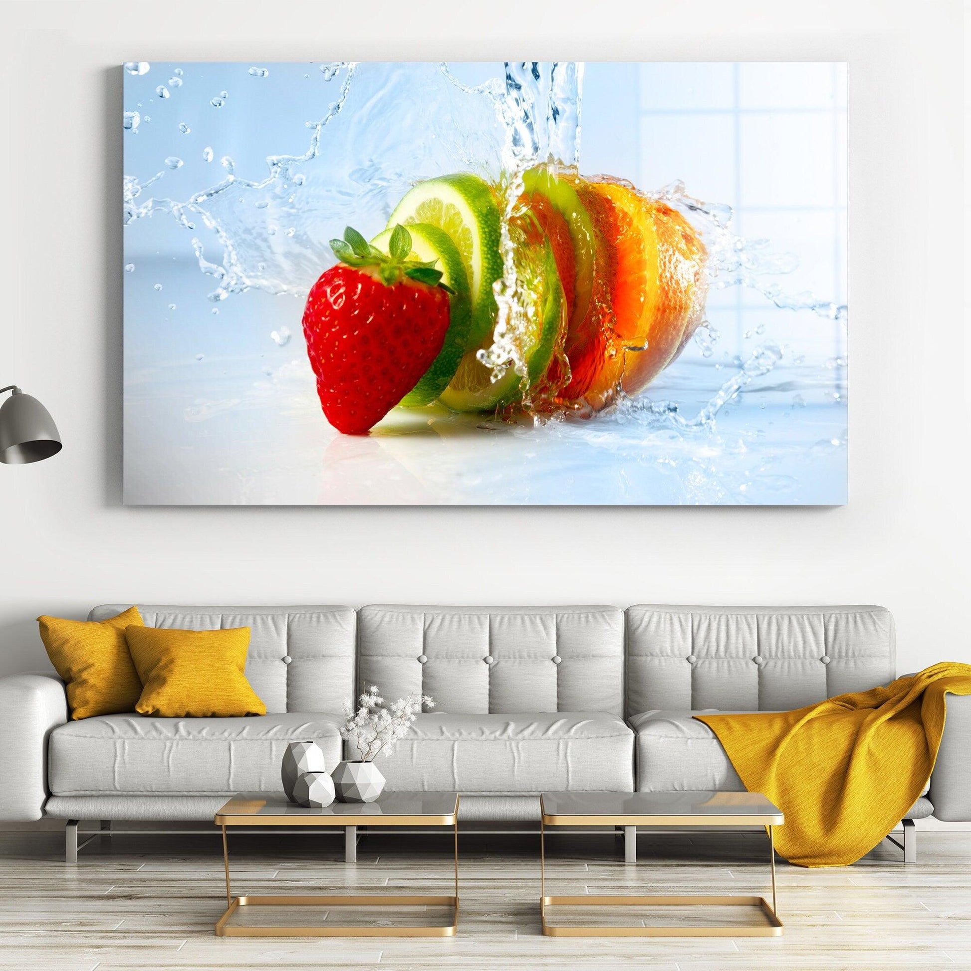 fruit slice canvas wall art | fruit tempered glass wall Art, extra Large Wall Art, Restaurant art, Kitchen Art, Kitchen Print