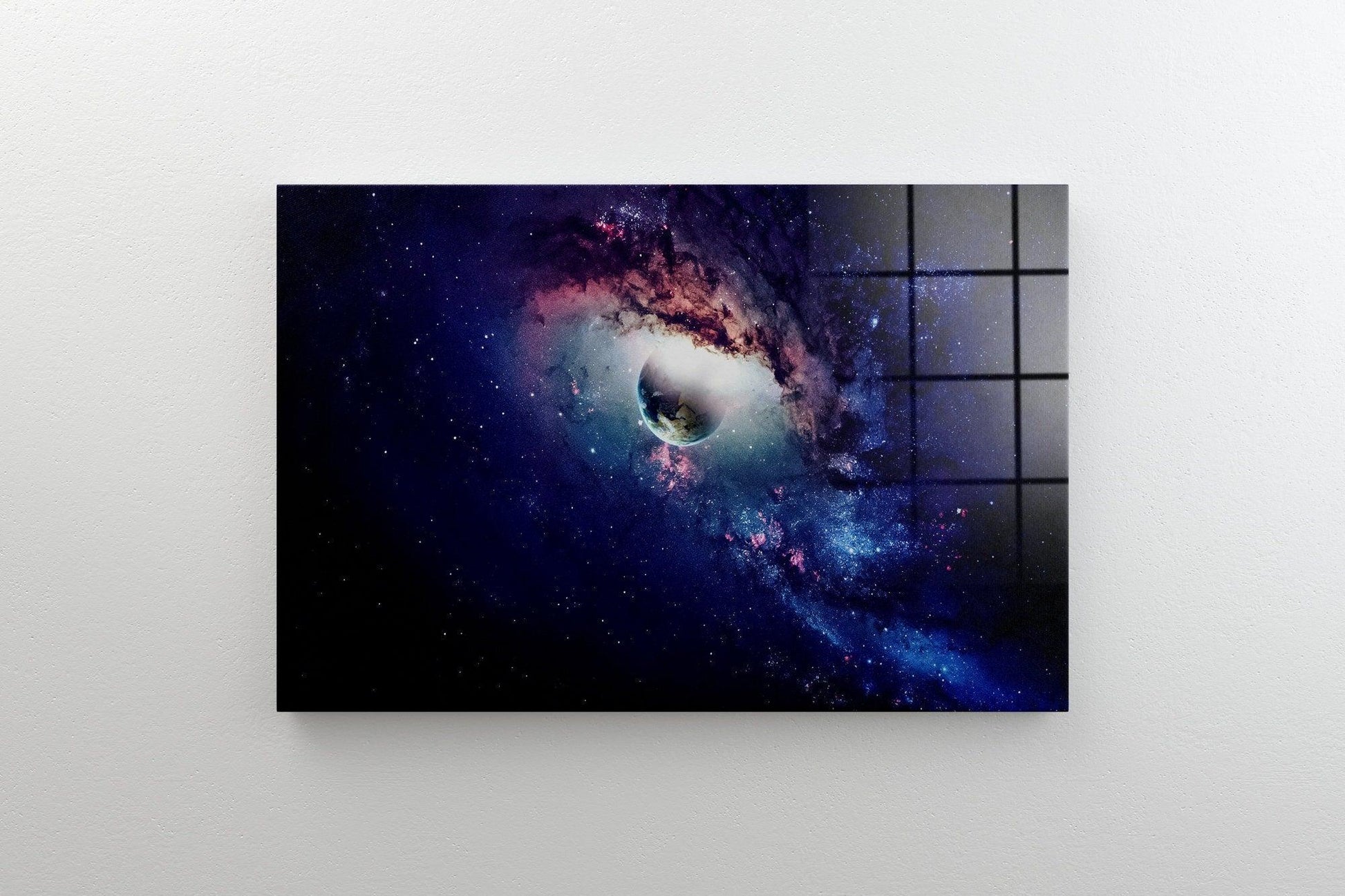 Galaxy glass wall art | Black Hole canvas Wall Art, Purple Space Large Decor, Planet wall Art, NASA Photo Poster Print, wall decor oversized