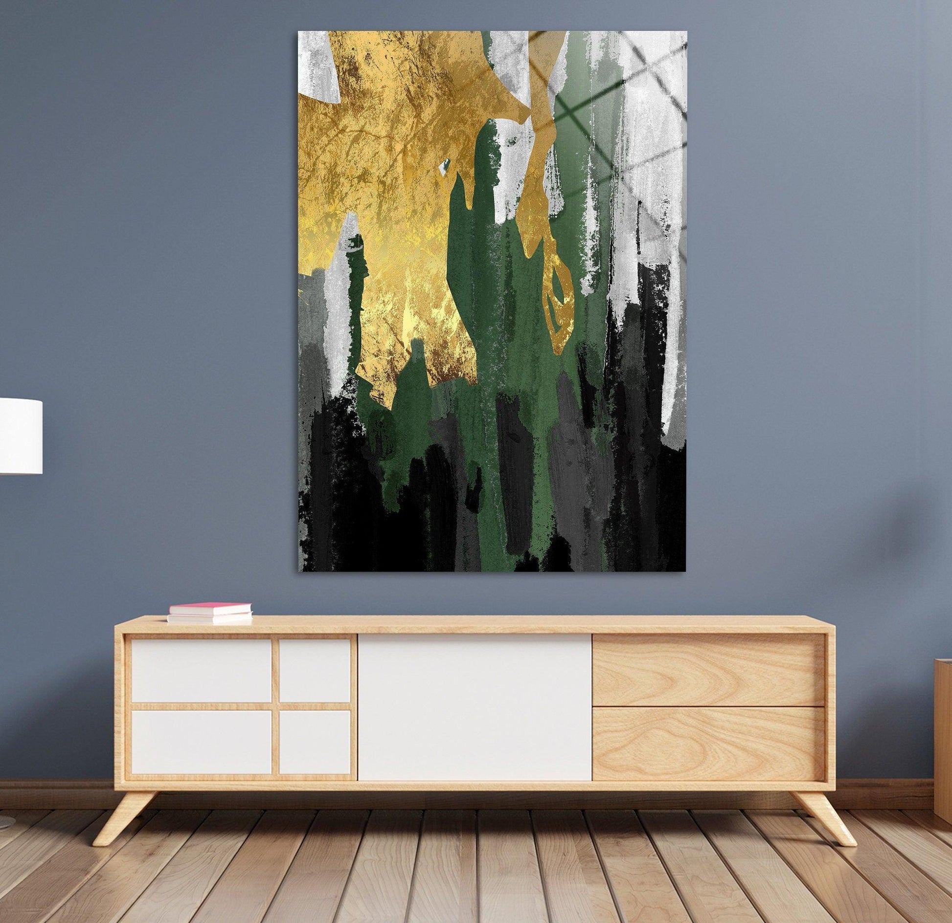 gold and green glass wall art| Beige Wall Art, Abstract Art, Minimalist Wall Art, Gallery Wall Set, Living Room Decor,  Emerald Green & Gold - TrendiArt