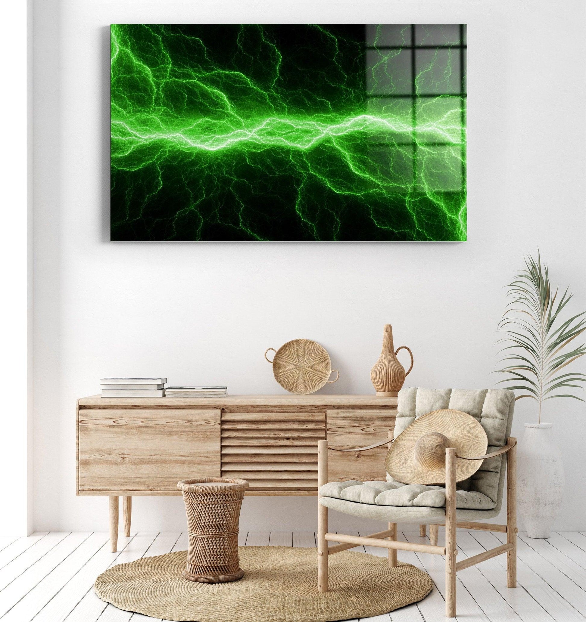 green Smoke Abstract Wall Art | smoke canvas wall art, tempered glass print, abstract black art, canvas painting abstract, green wall art - TrendiArt
