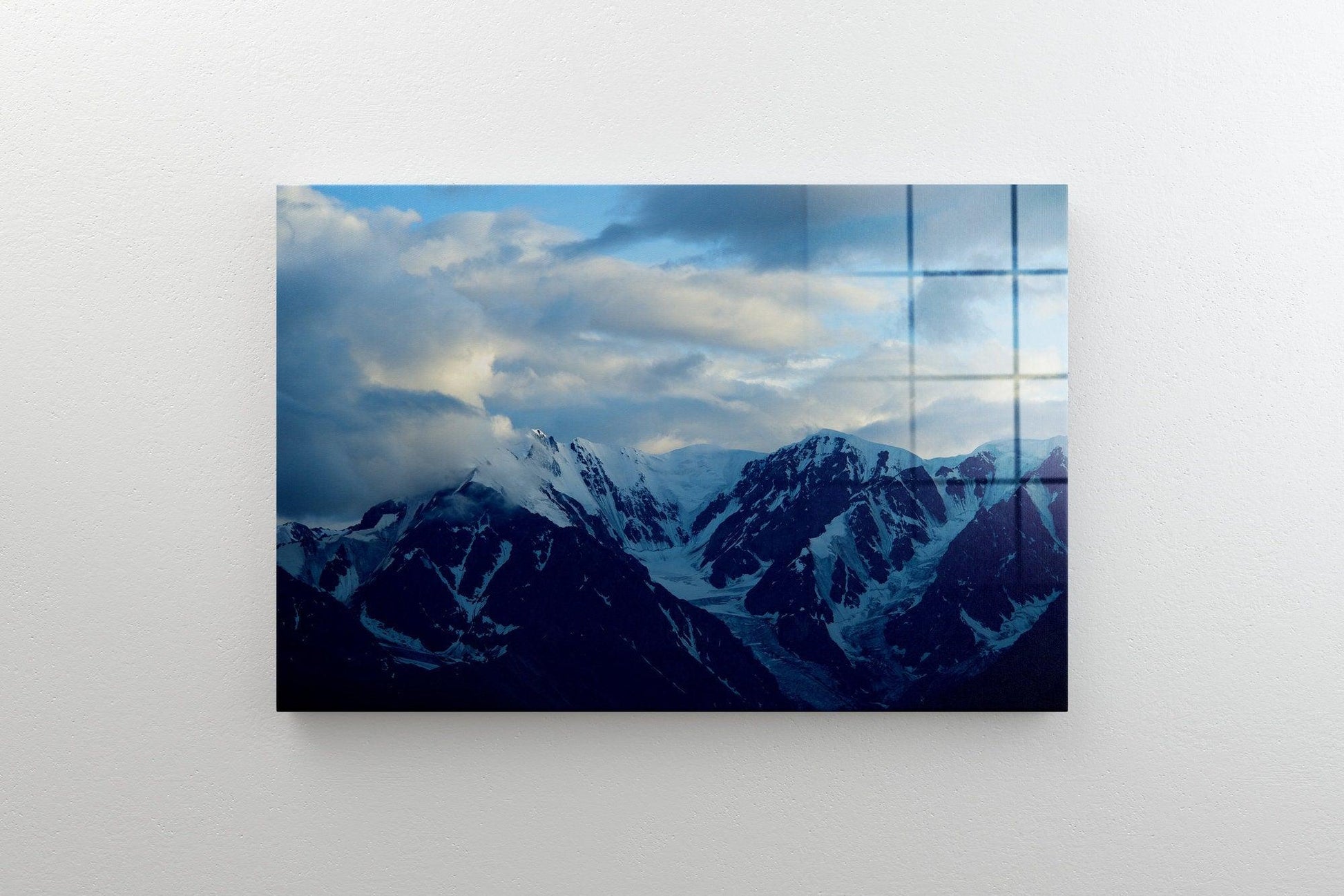 Horizontal Mountain Landscape Glass Wall Art, Mountain Modern Wall Decor, Tempered Glass Wall Art, Stained Glass Mountain Canvas Printing