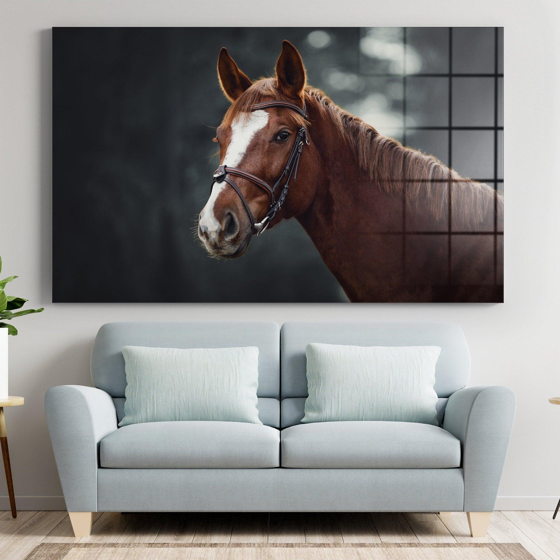 horse Print on glass |Floating Frame Option, Modern Wall Art, wall art, Beautiful horse Triptych wall art, Cat lover gift, horse canvas art