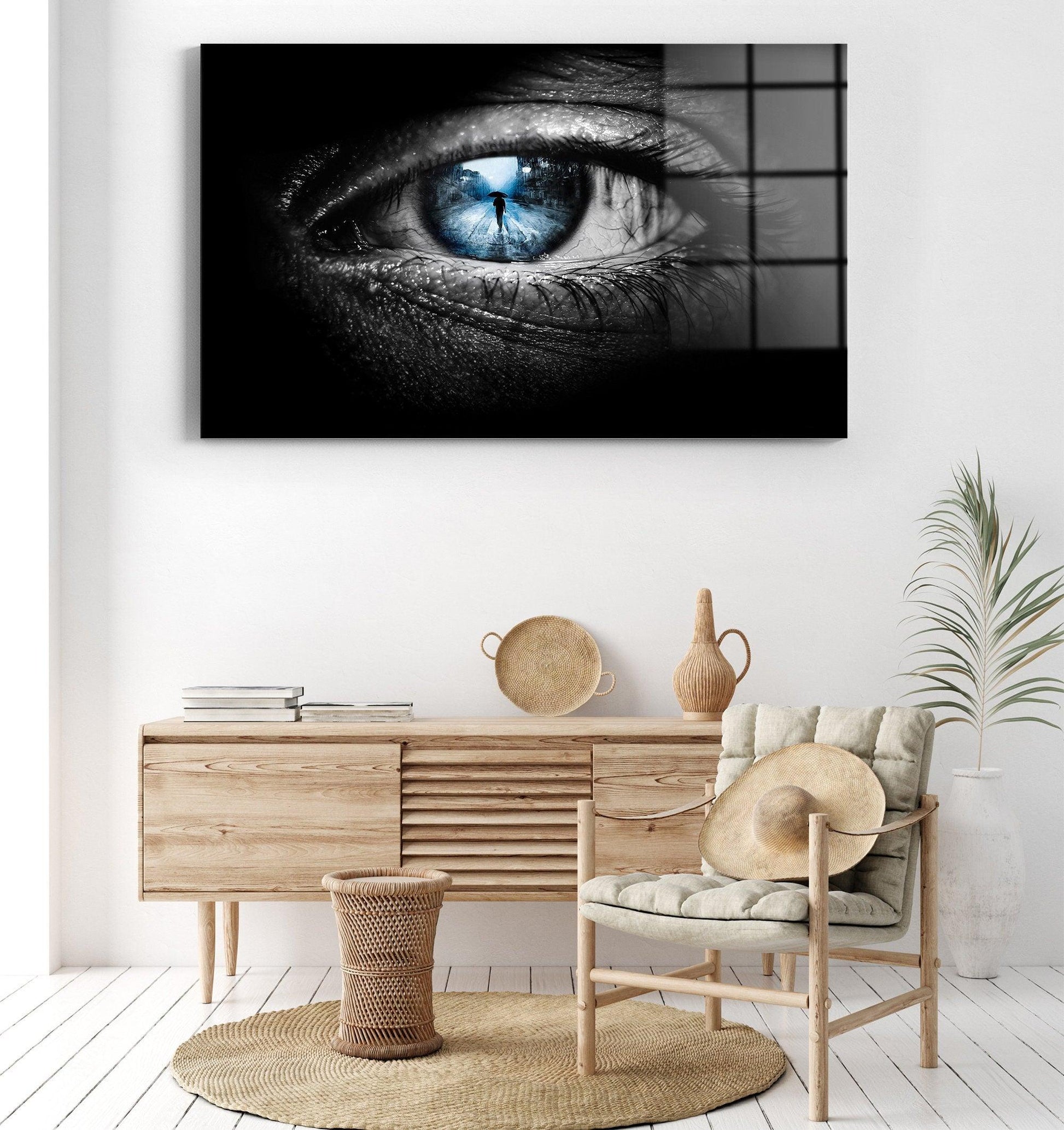 Looking Eye Glass Wall Art, Colorful Eye Wall Decoration, Abstract Eye Glass Printing, blue Eye Glass Printing, Eye Tempered Glass, - TrendiArt